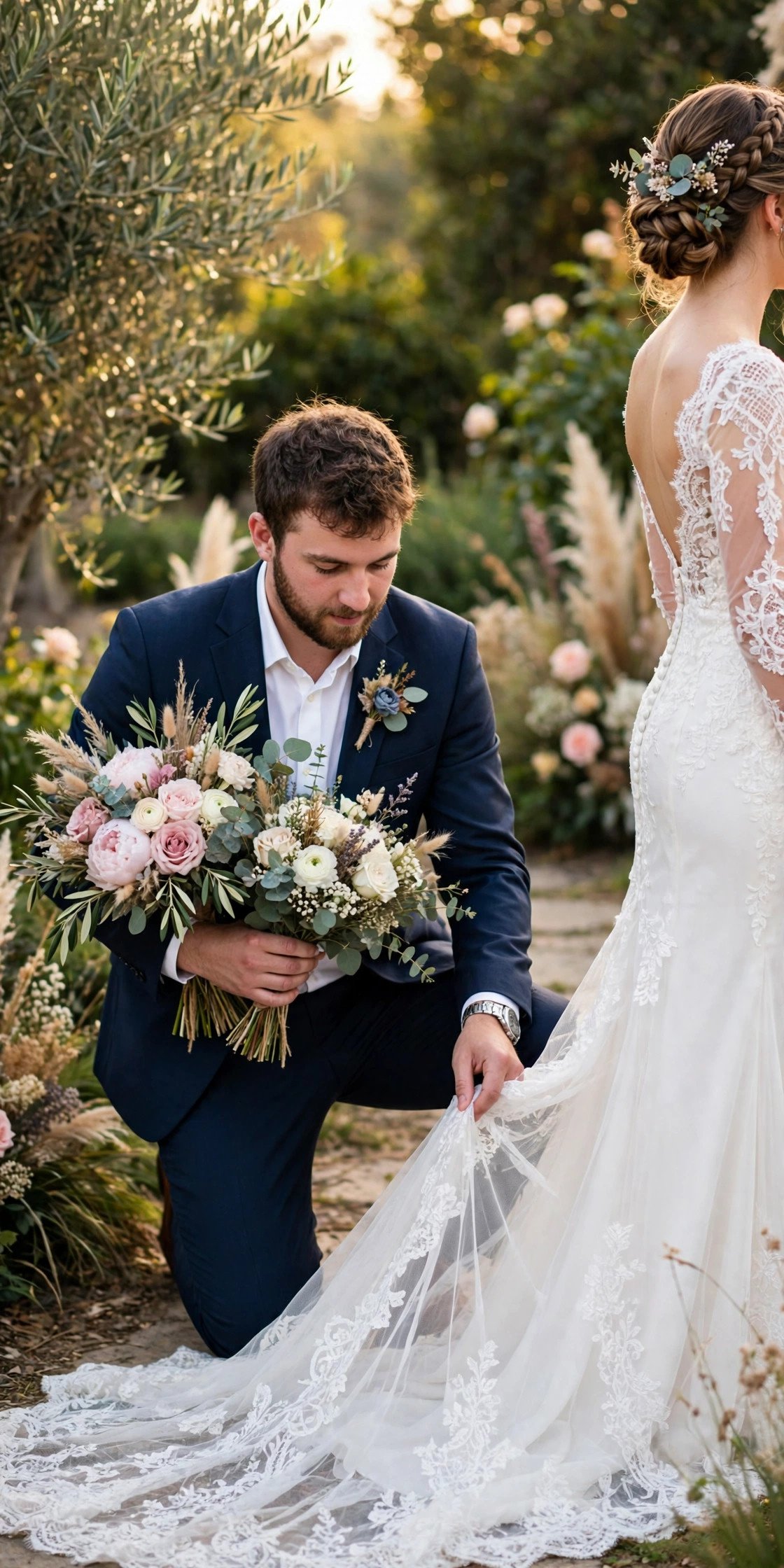 Holding Bouquets and Fixing Trains — illustrating a bridesman duty at a 2027 wedding