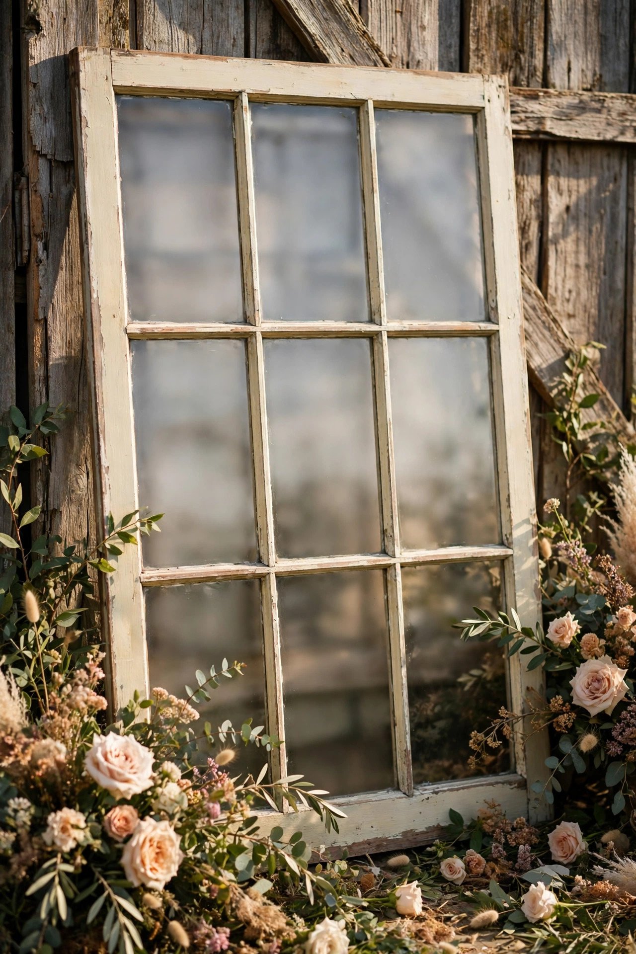 Antique Window Seating Chart — showing a barn wedding idea for a 2027 celebration