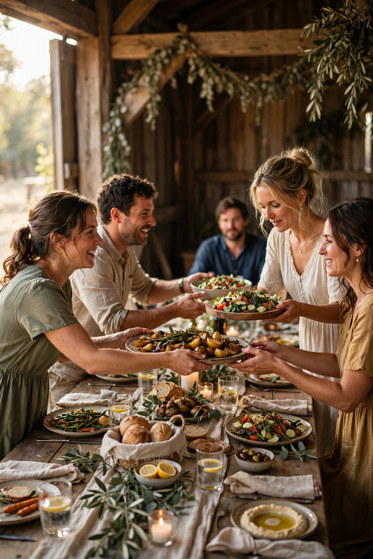 A Family-Style Dinner Service — showing a barn wedding idea for a 2027 celebration