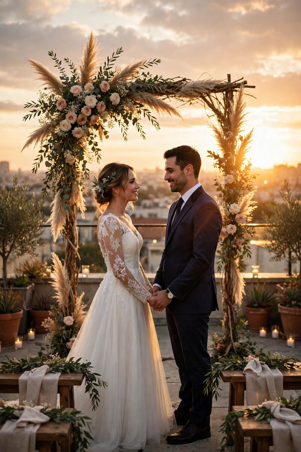 A Sunset Ceremony Timed to the Minute — showing a rooftop wedding idea for a 2027 celebration