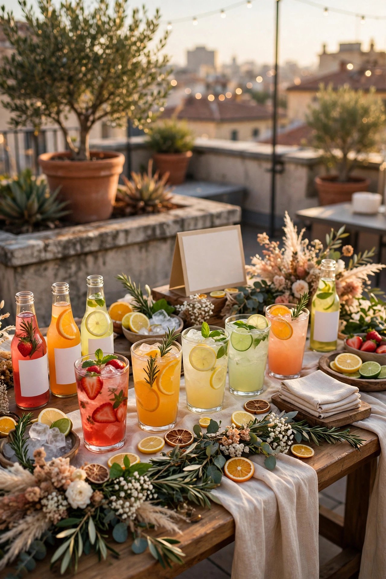 Signature Mocktails Named for City Landmarks — showing a rooftop wedding idea for a 2027 celebration