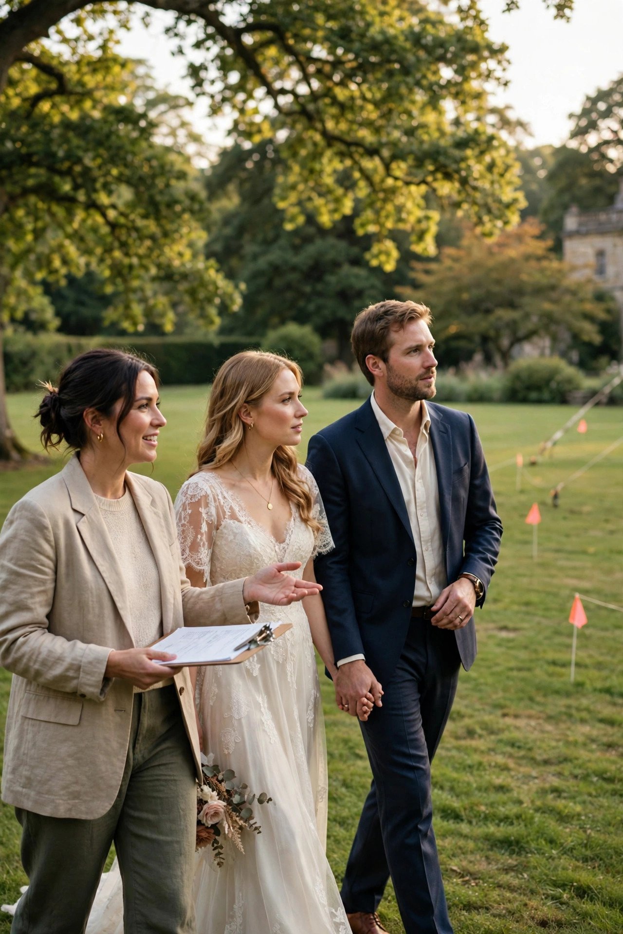 Booking the Site and Checking Permissions — explaining one part of planning a tented reception for a 2027 wedding