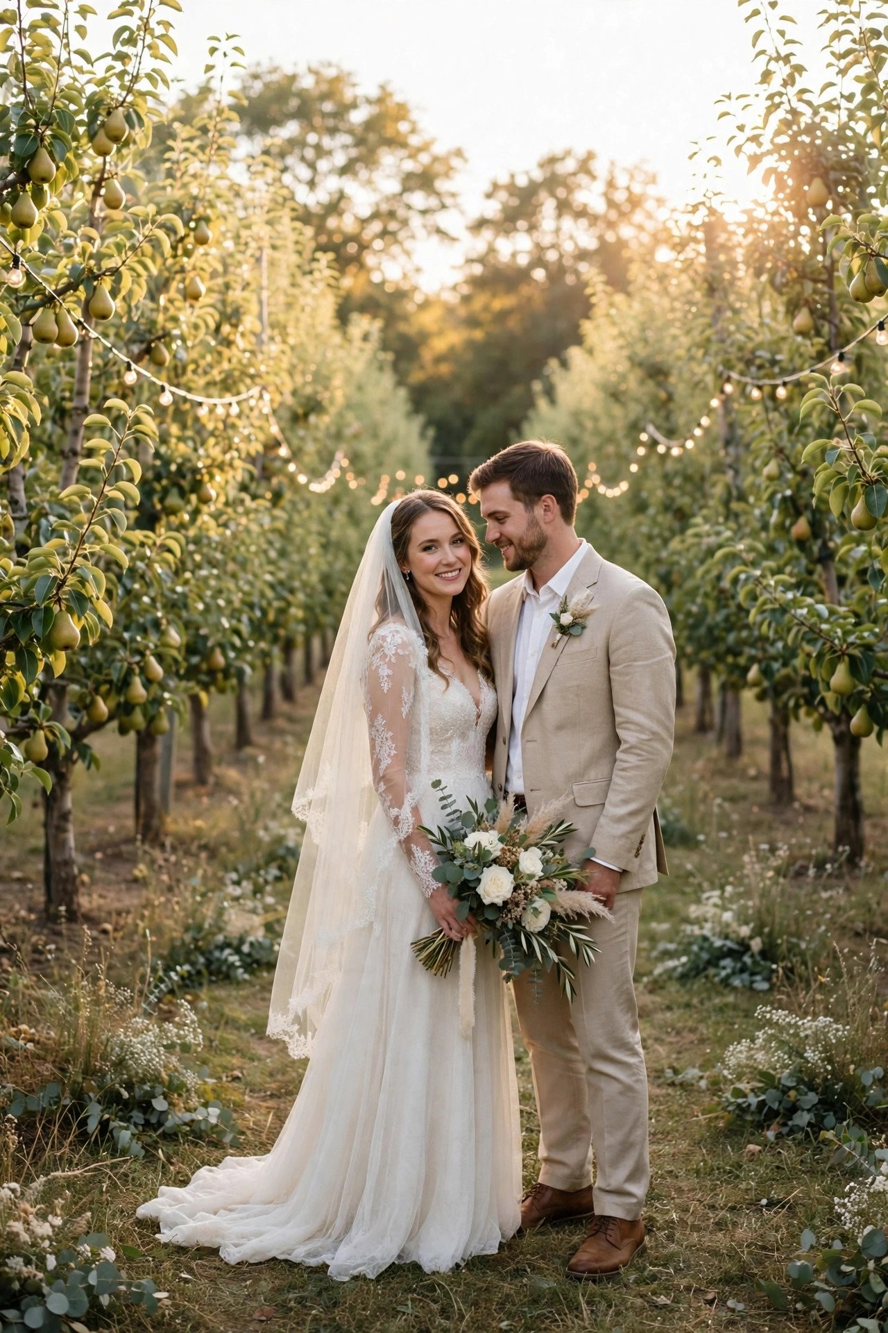 Orchard wedding venue: A Pear Orchard with Elegant, Airy Rows