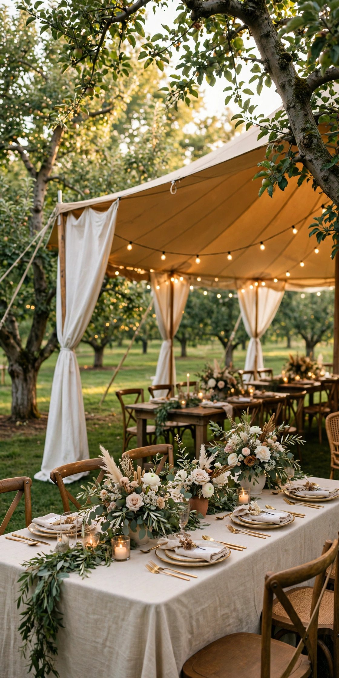 Orchard wedding venue: An Orchard Lawn Tent Reception Under the Trees