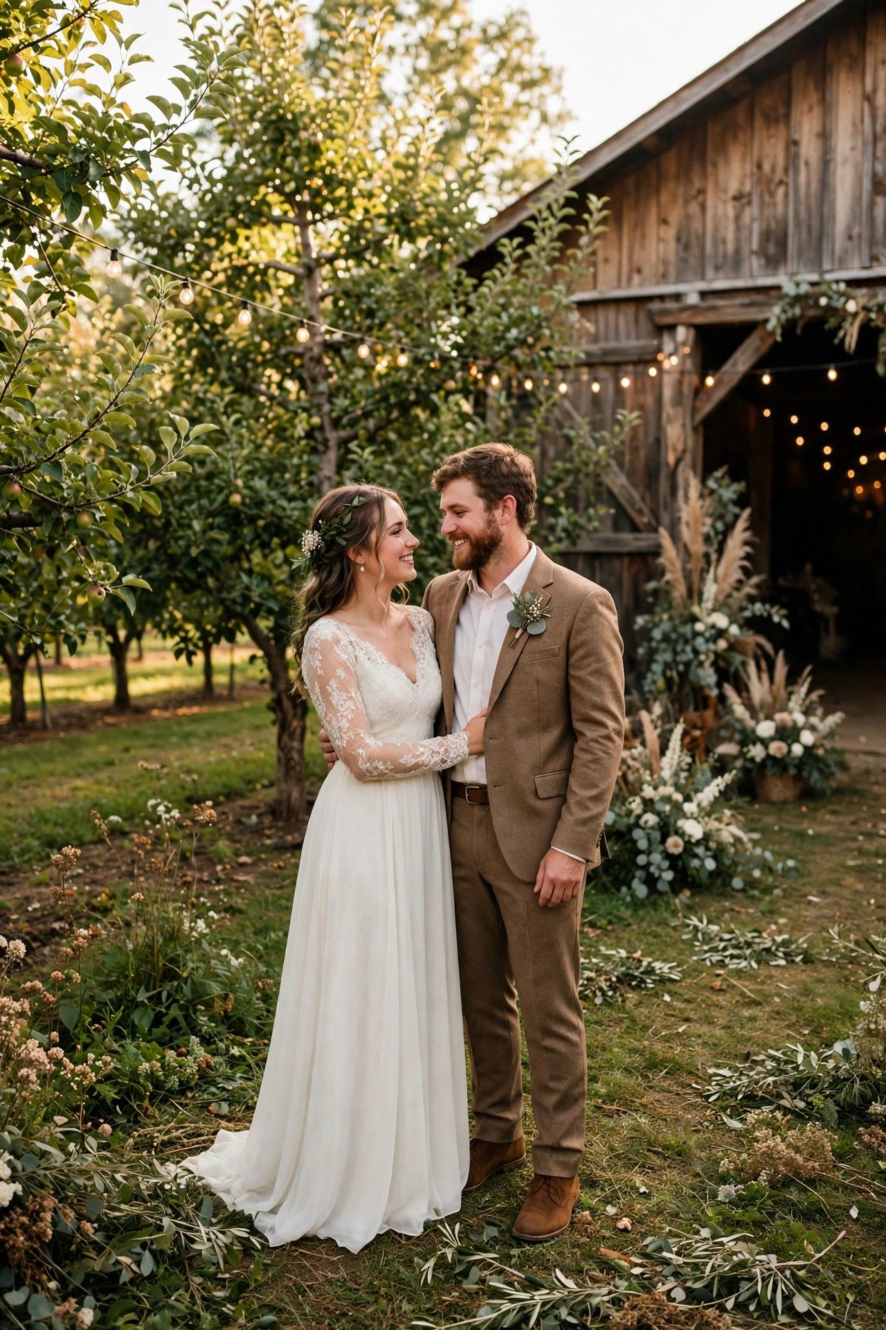 Orchard wedding venue: An Orchard and Barn Two-Space Wedding Day
