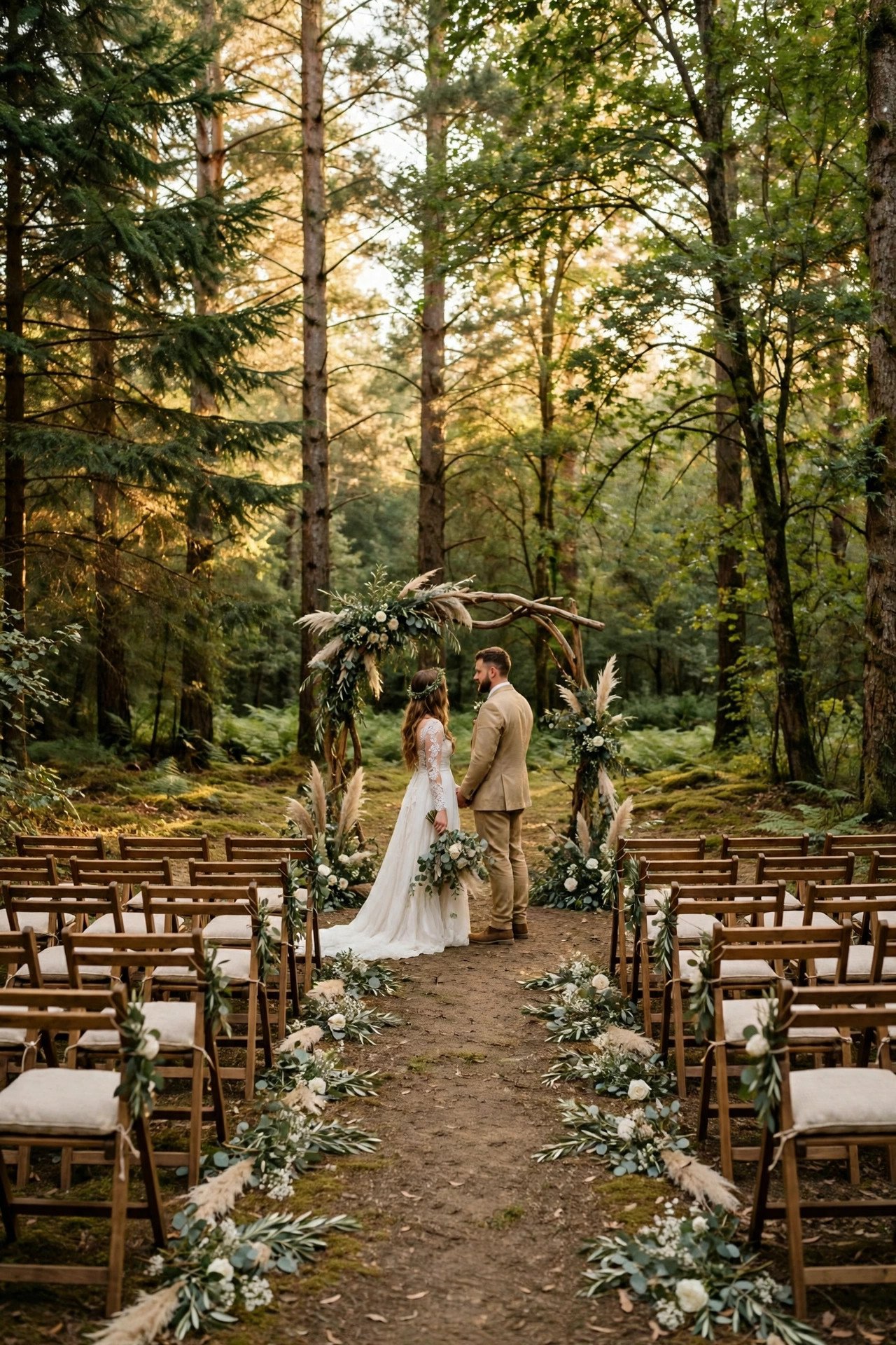 Woodland ceremony idea: A Natural Aisle Between Two Rows of Trees