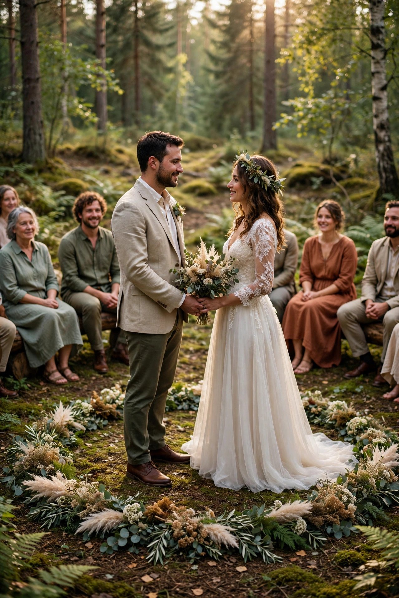 Woodland ceremony idea: A Circular Ceremony in a Forest Clearing
