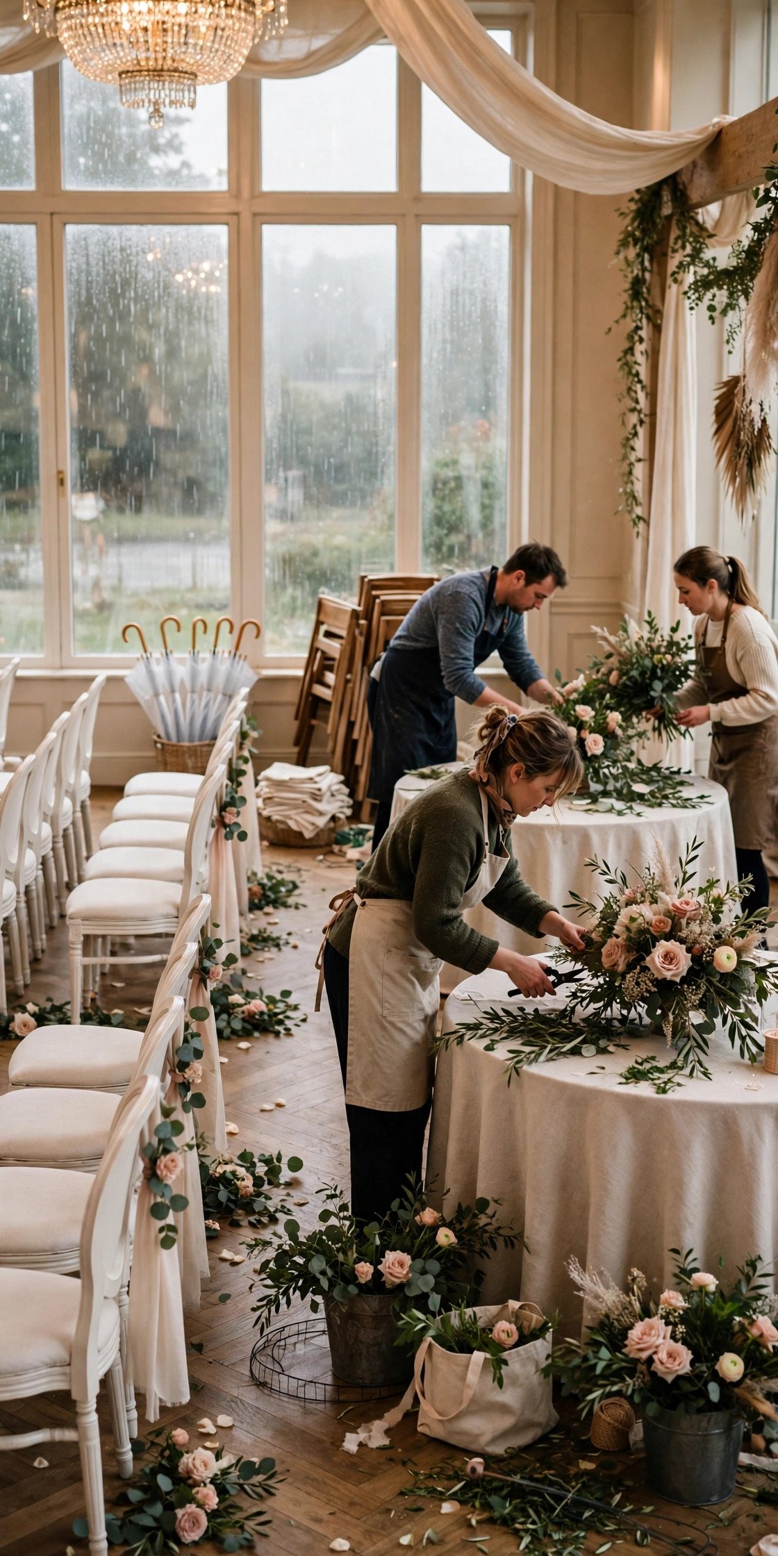 Plan a 30-Minute Indoor Ceremony Flip — a wedding venue prepared for rainy weather