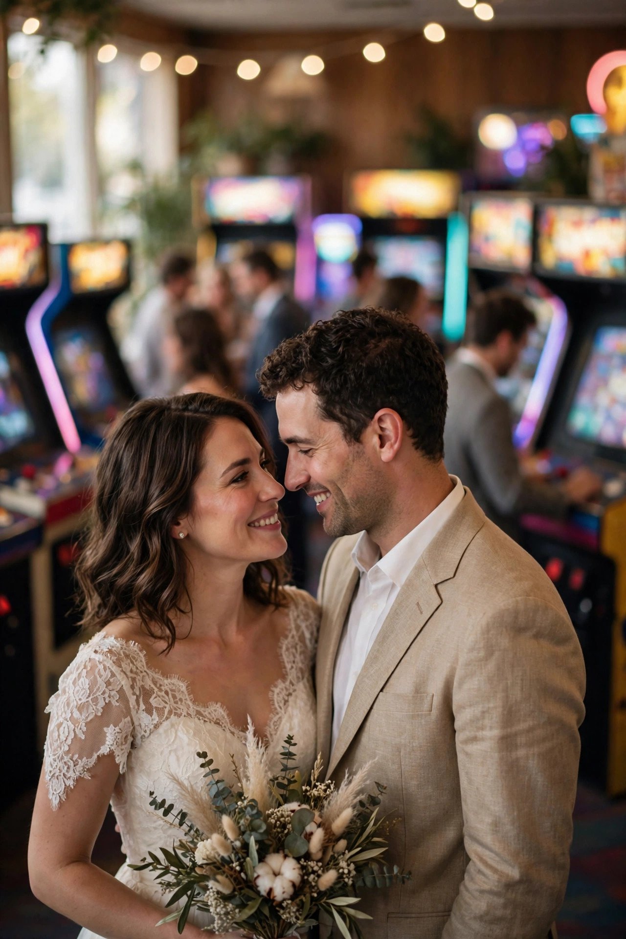 The Retro Arcade and Games Hall — an amusement park wedding celebration