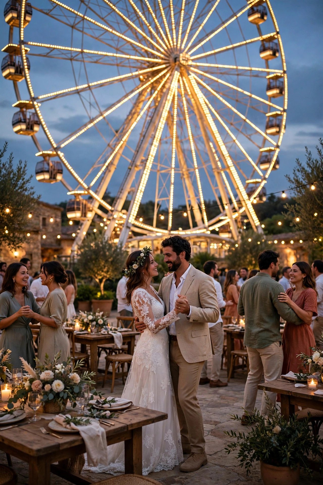 The Ferris Wheel Plaza Reception — an amusement park wedding celebration