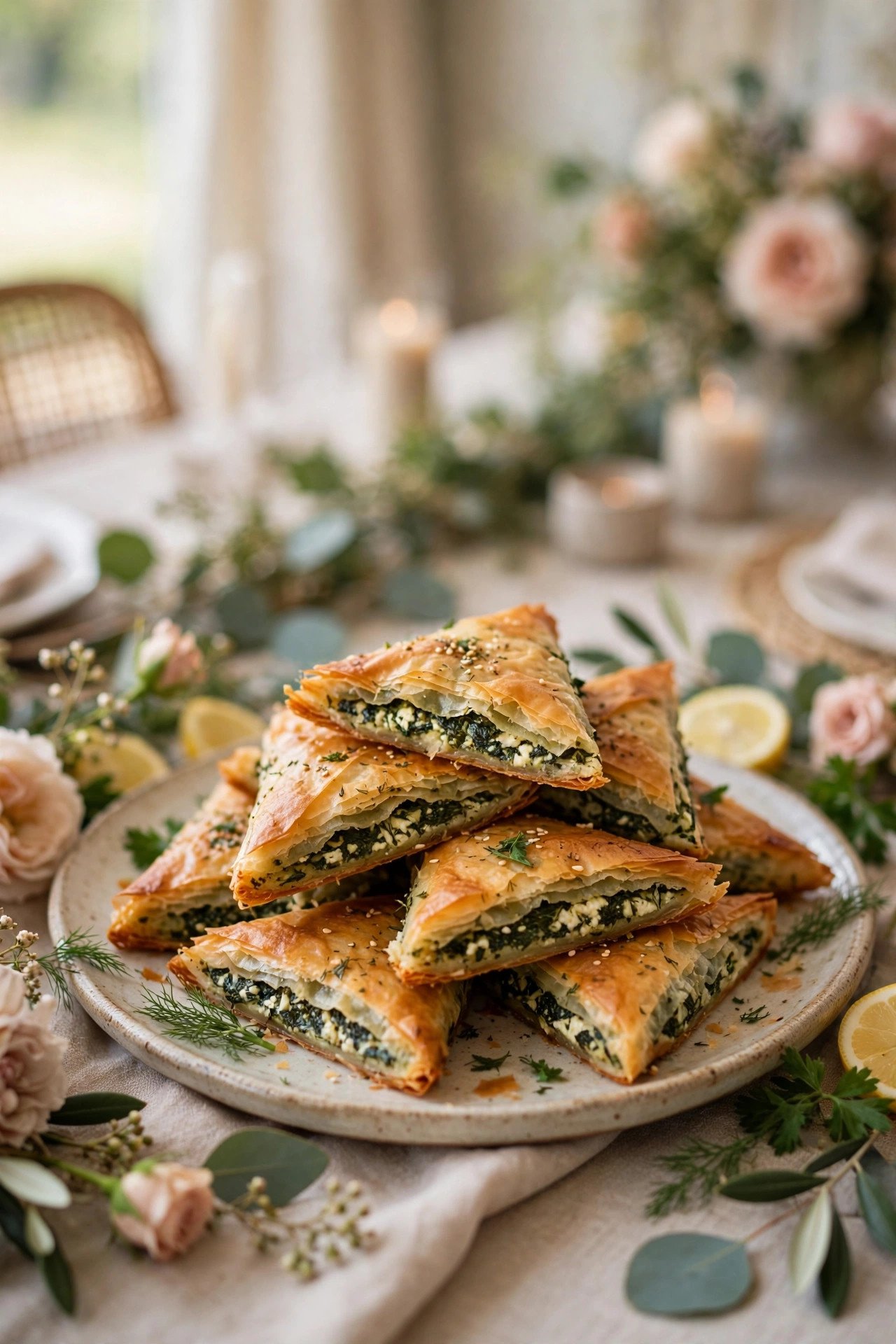 Spanakopita Triangles — cocktail hour food served at a wedding