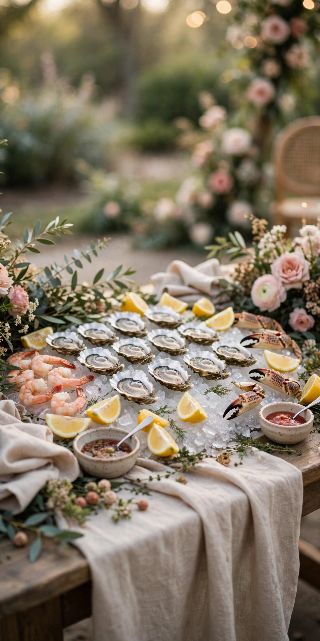 Oyster and Raw Bar Station — cocktail hour food served at a wedding