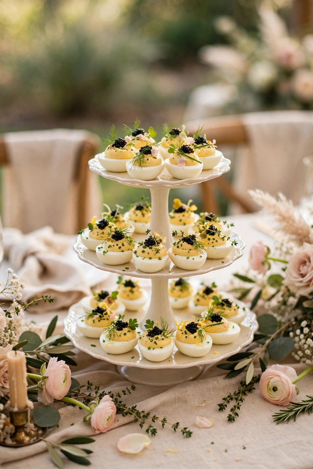 Deviled Eggs, Elevated — cocktail hour food served at a wedding