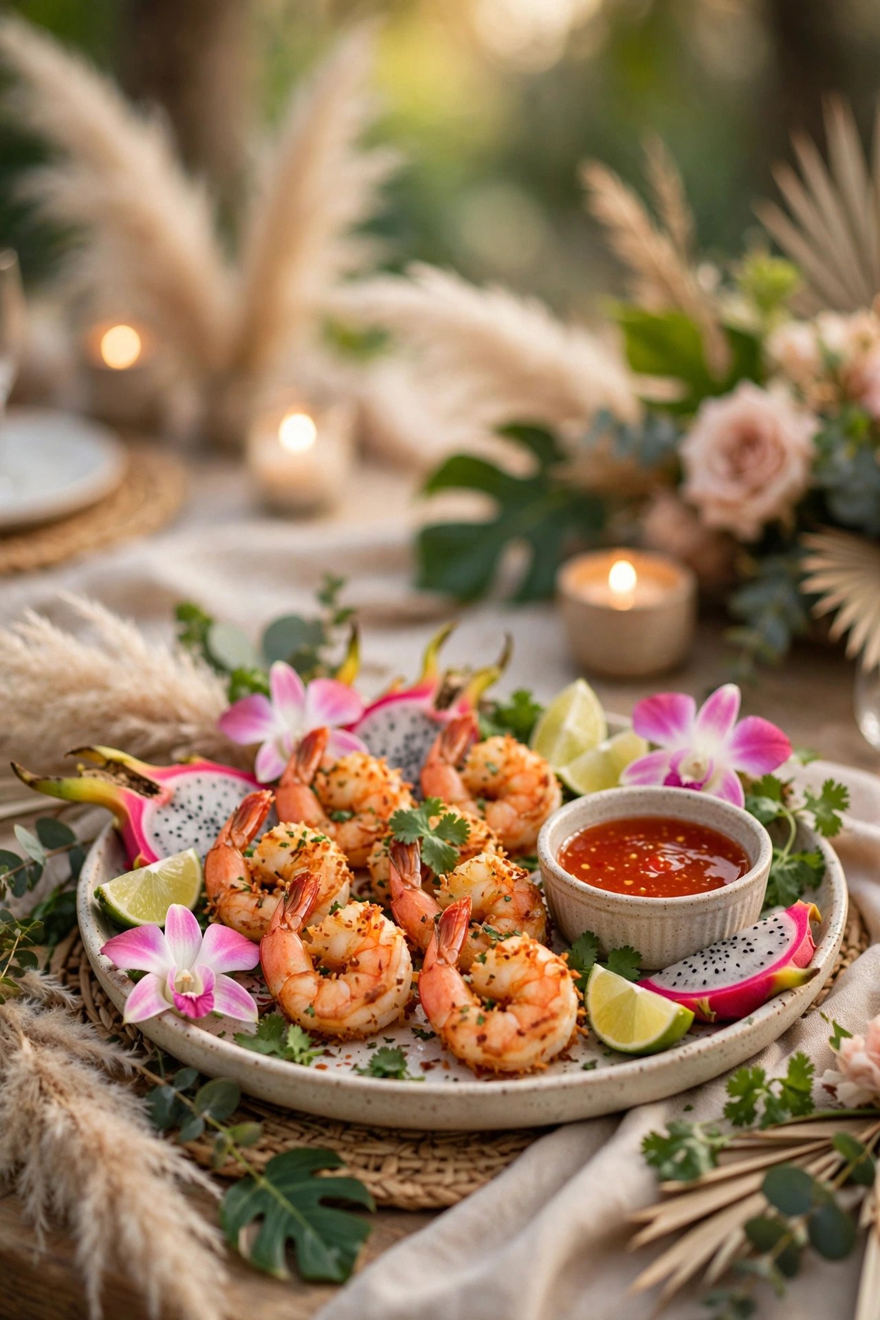 Coconut Shrimp With Sweet Chili — cocktail hour food served at a wedding