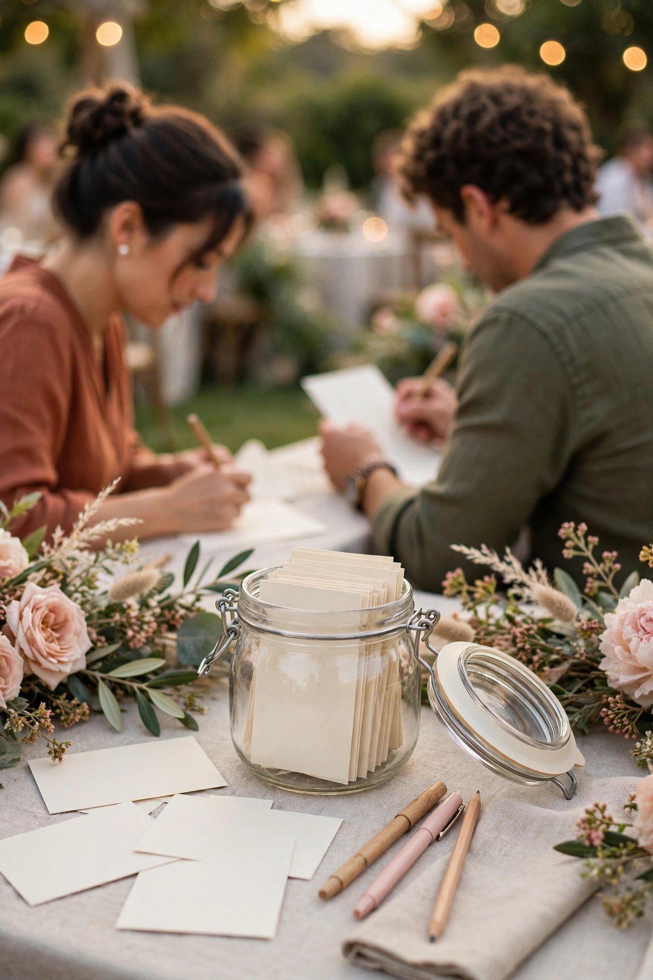 Advice-for-the-Couple Jar at a wedding reception — cocktail hour fun between the ceremony and dinner