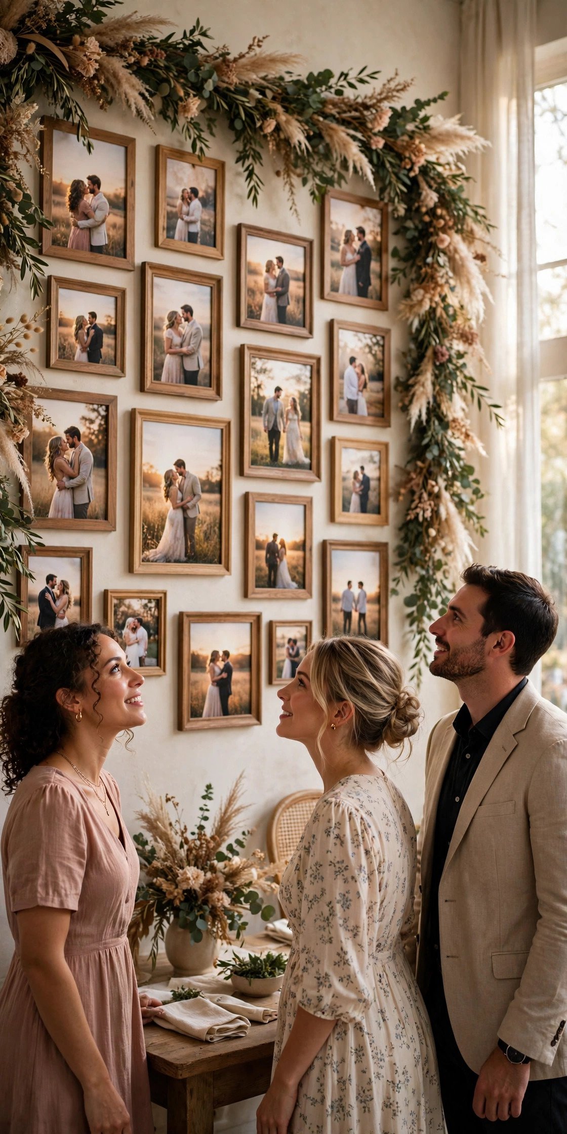 First-Look Photo Reveal Wall at a wedding reception — cocktail hour fun between the ceremony and dinner