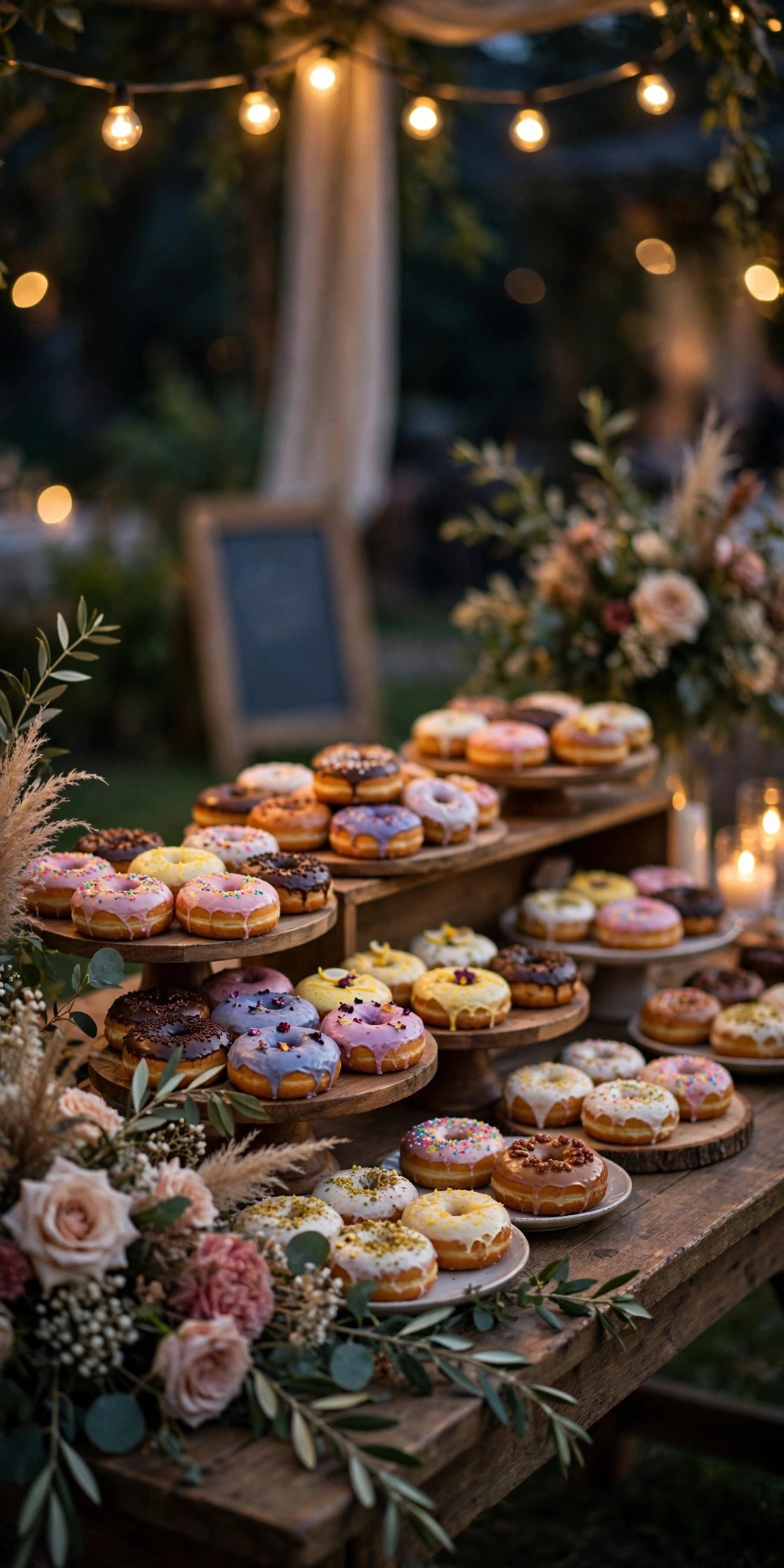 Donut Bar at a wedding reception — a late-night snack reveal that refuels the party