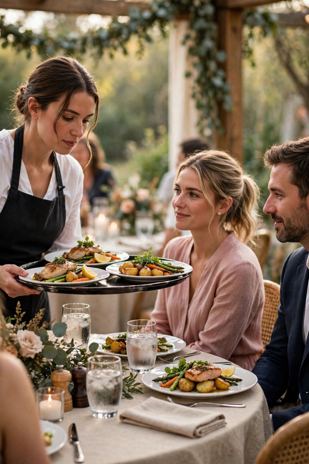 How Plated Service Really Flows — wedding catering detail for a 2027 reception