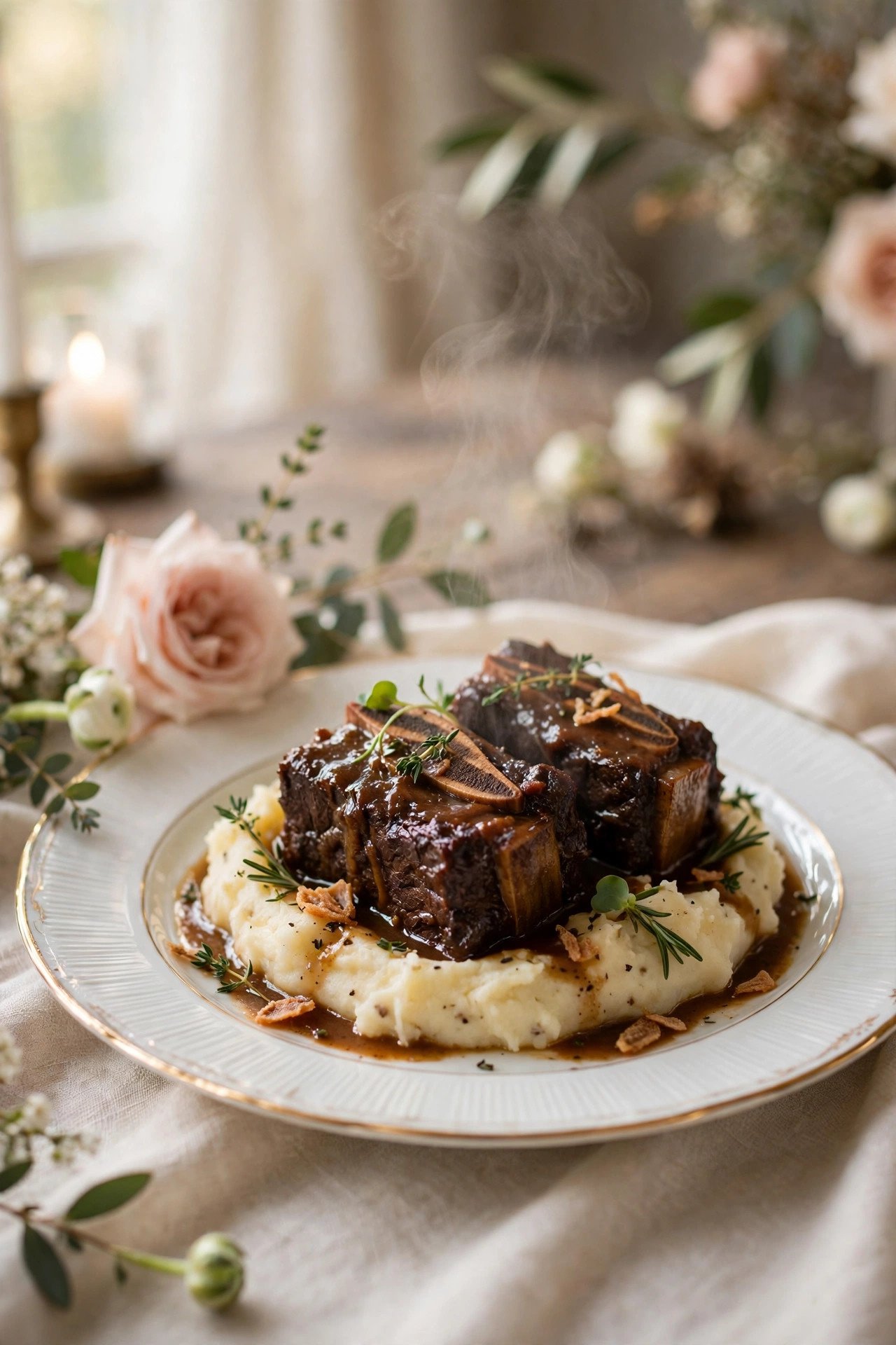 Slow-Braised Beef Short Ribs — wedding catering detail for a 2027 reception