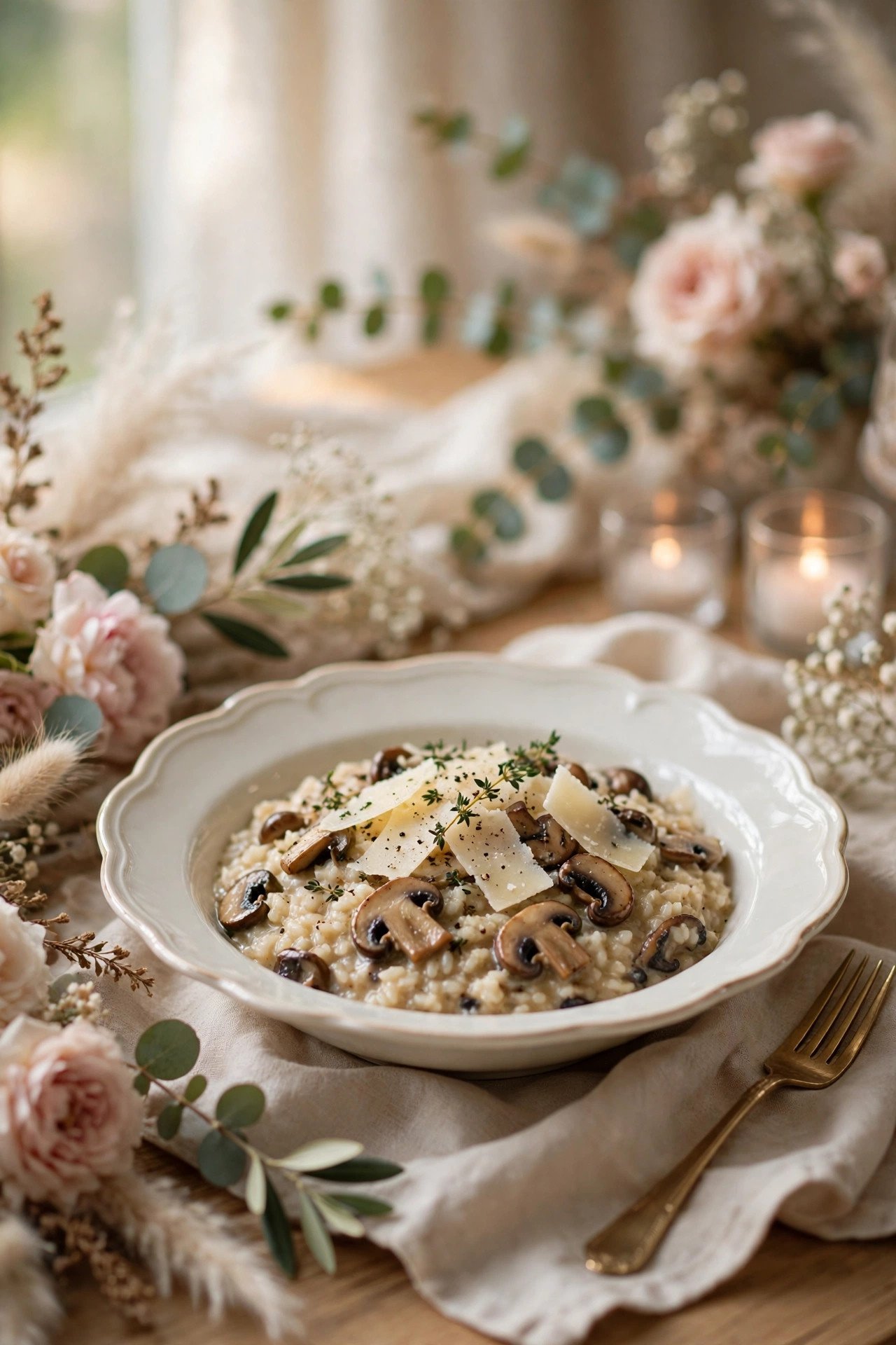 Mushroom Risotto with Parmesan — wedding catering detail for a 2027 reception