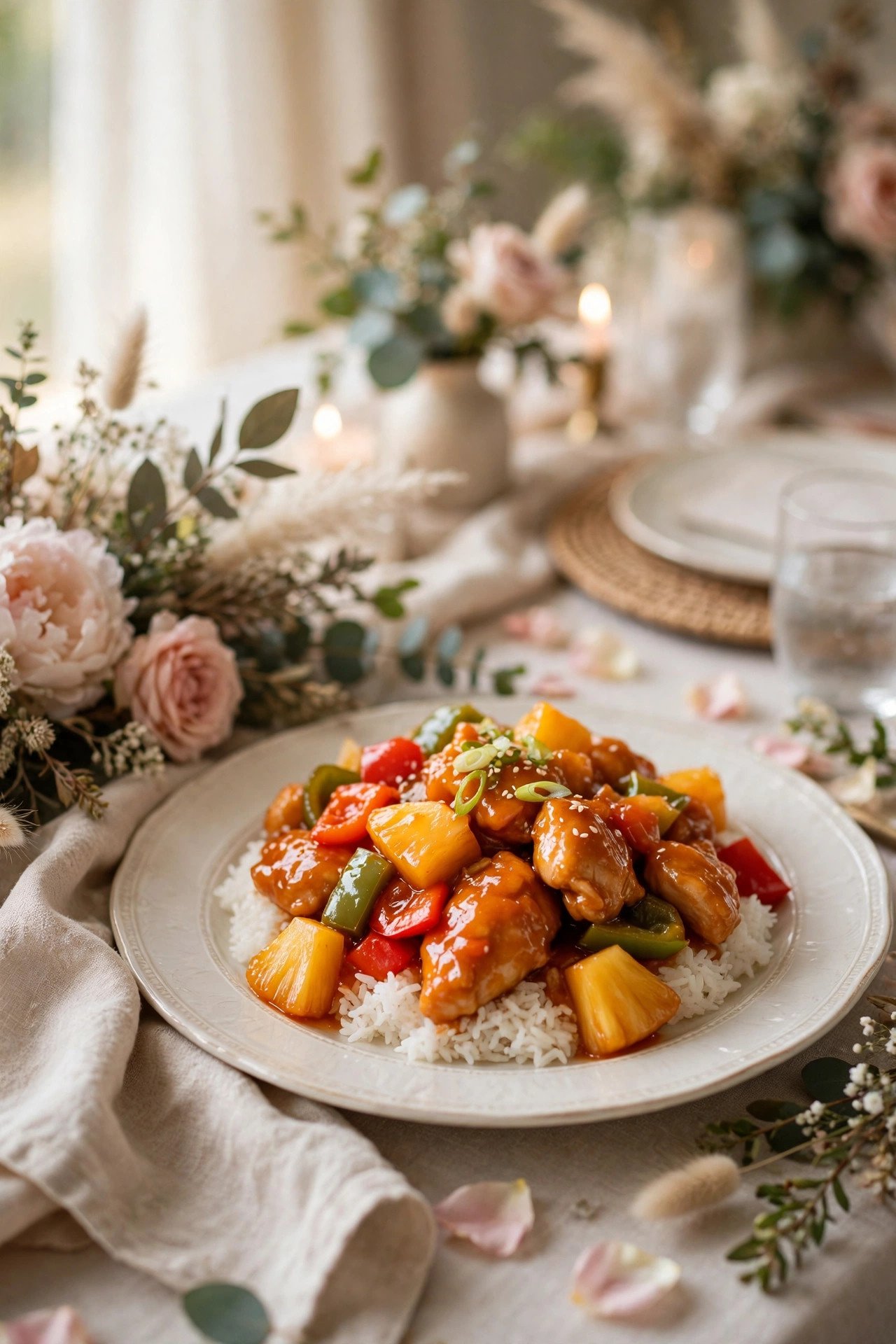 Sweet and Sour Pineapple Chicken — wedding catering detail for a 2027 reception