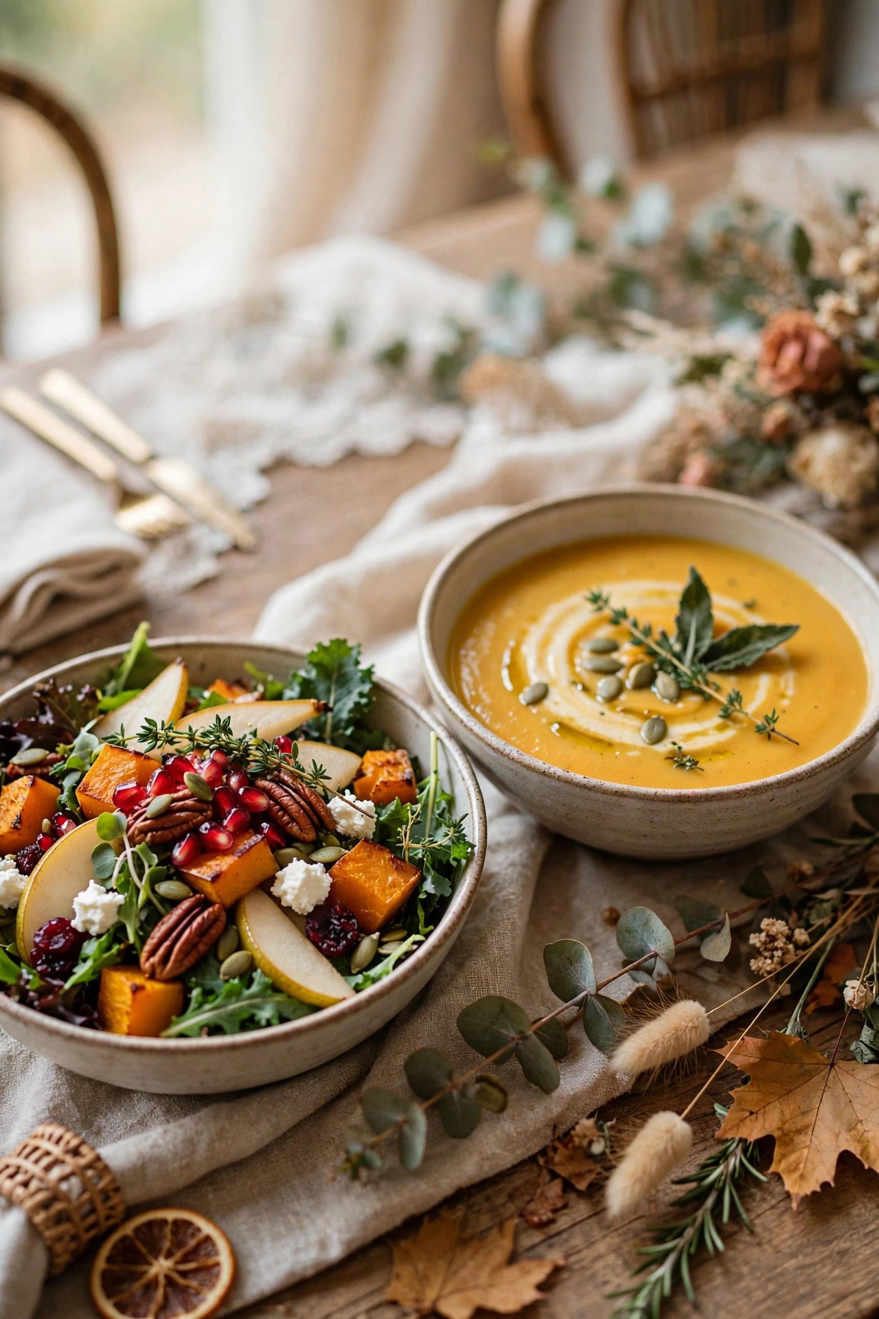Harvest Salad and Soup Starter Menu — wedding catering detail for a 2027 reception