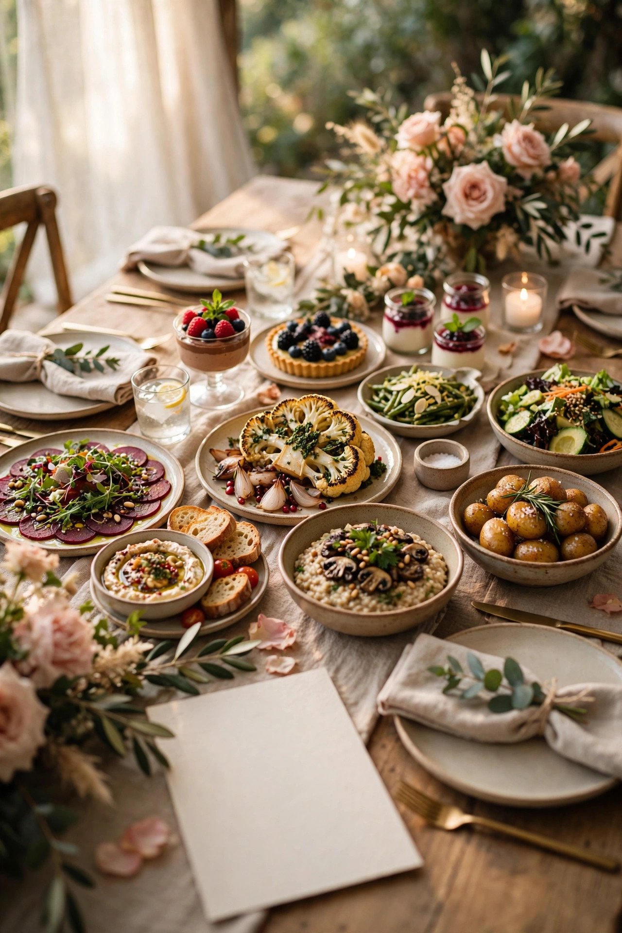 A Sample Fully Vegan Wedding Menu — wedding catering detail for a 2027 reception