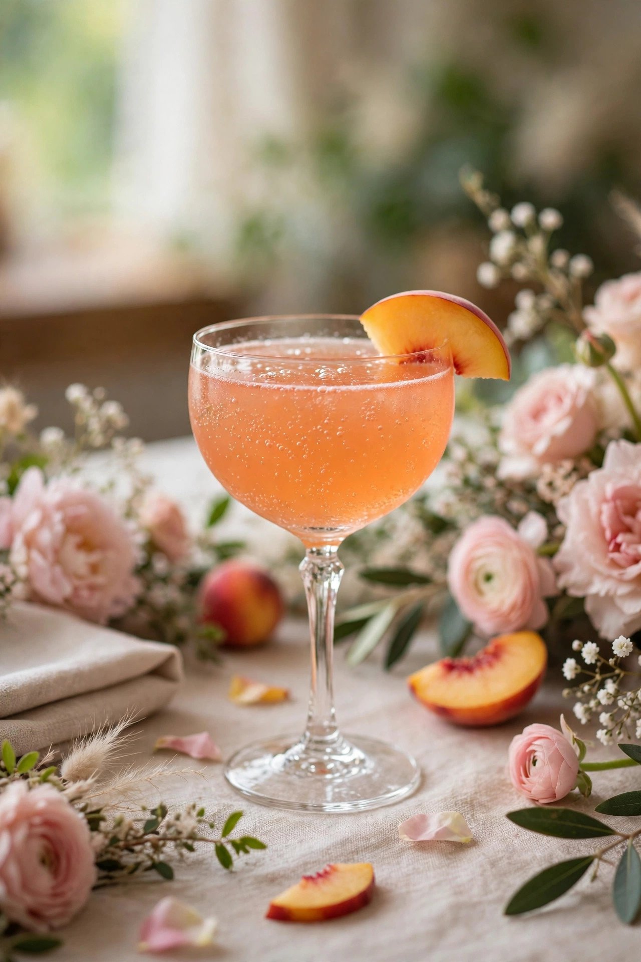 Sparkling Peach Bellini-Style at a wedding reception