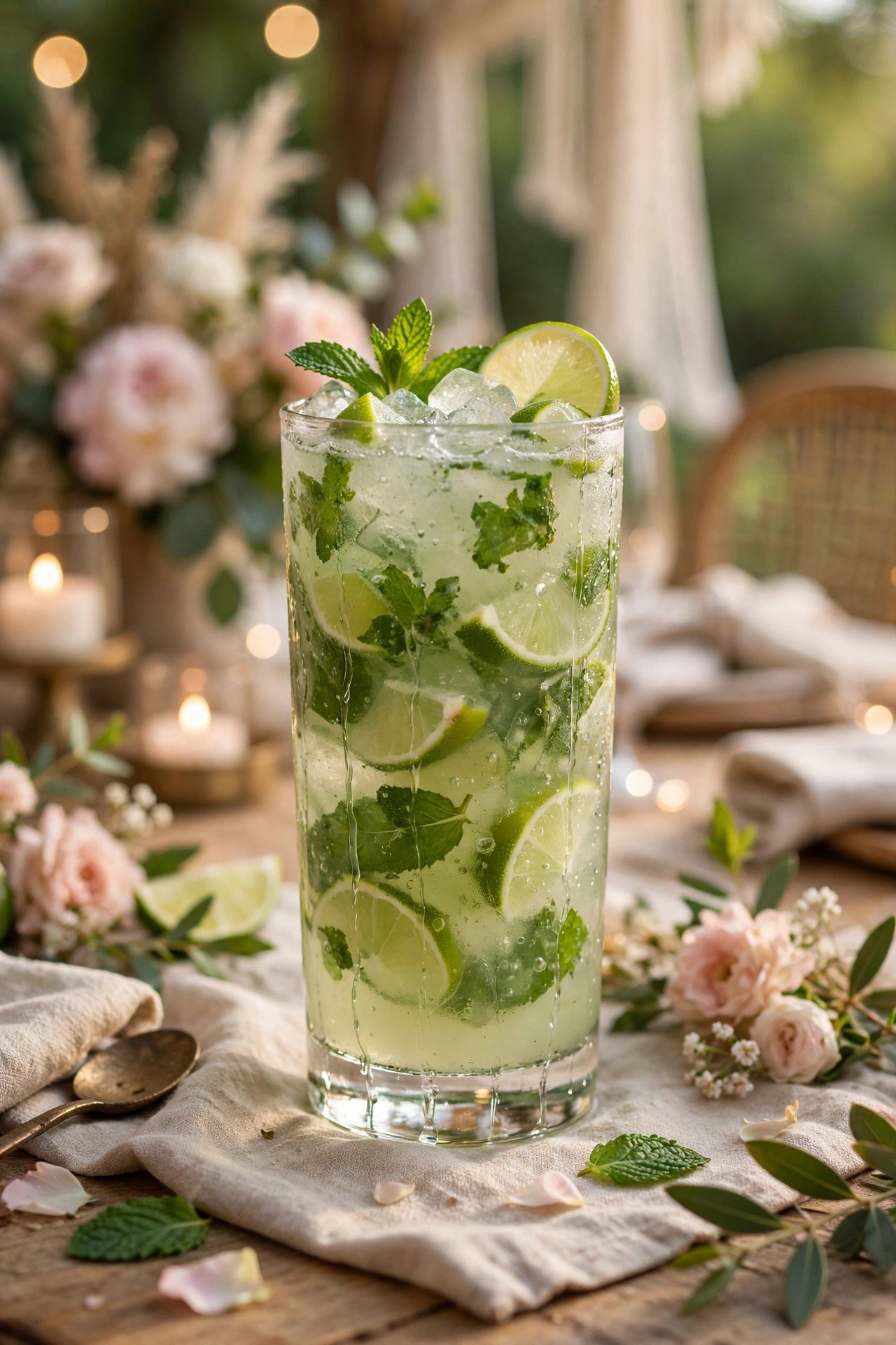 Virgin Mojito-Style Mint Lime Cooler at a wedding reception