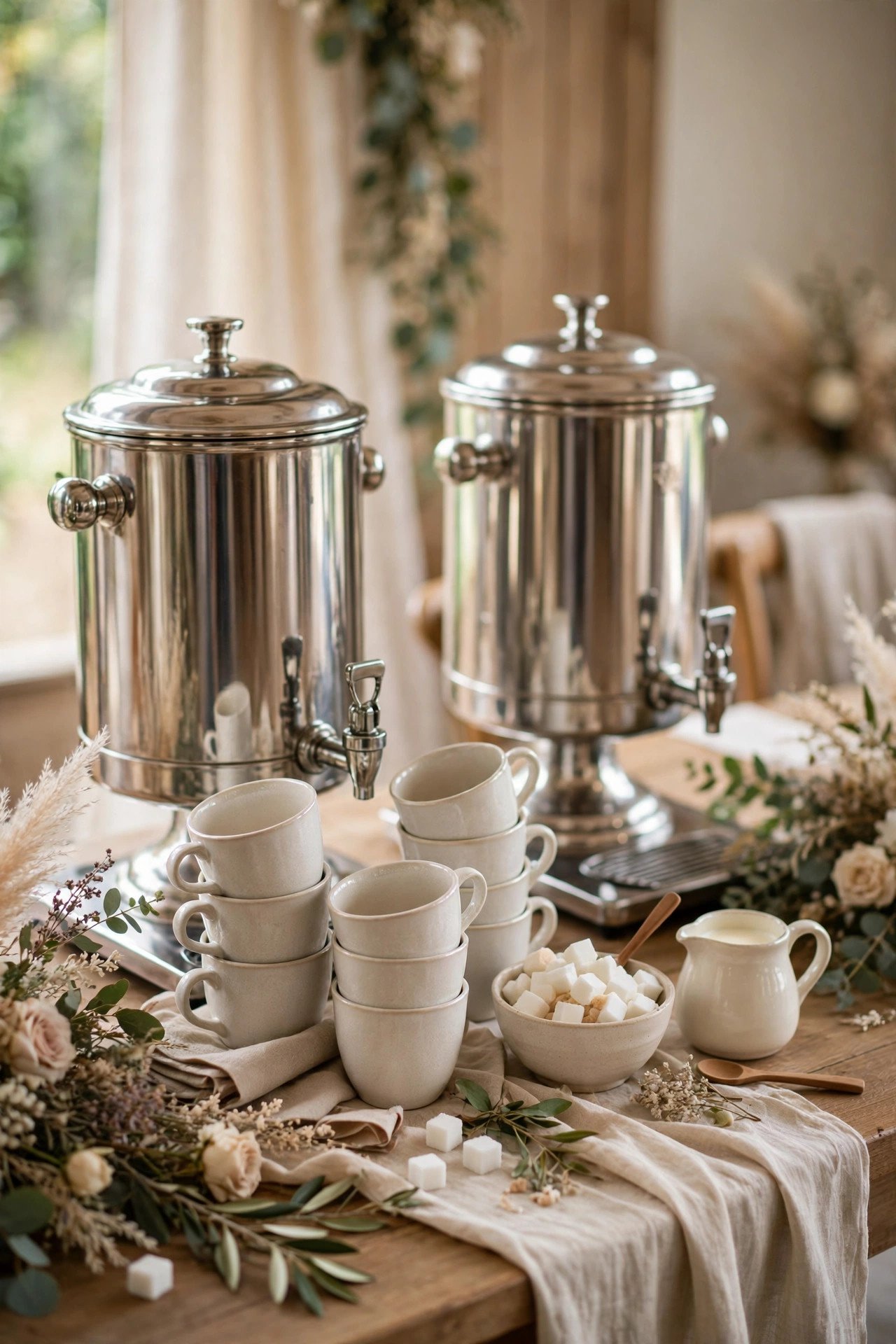 Self-Serve Urn Station at a wedding reception