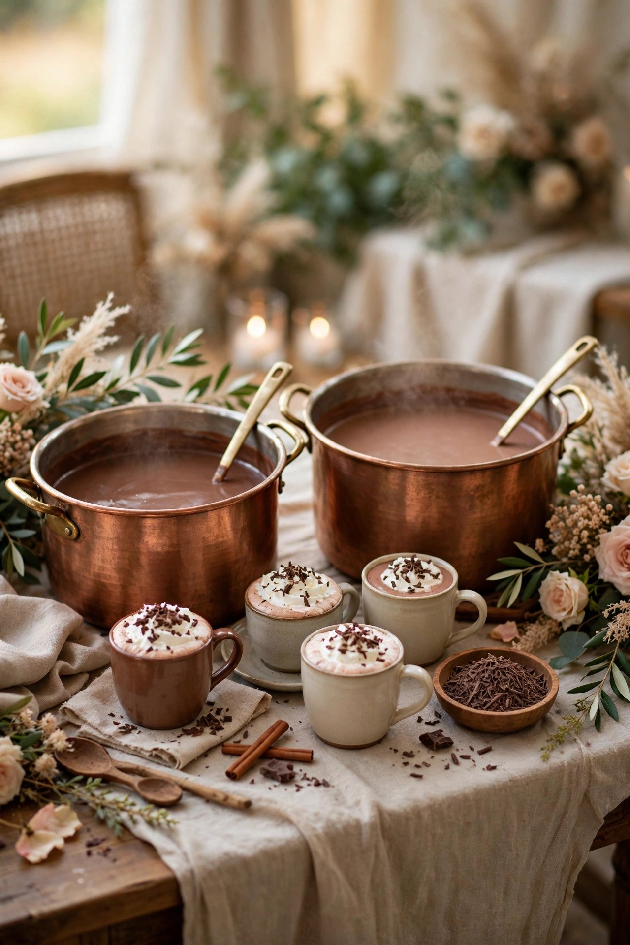 Mocha and Hot Chocolate Combo Bar at a wedding reception