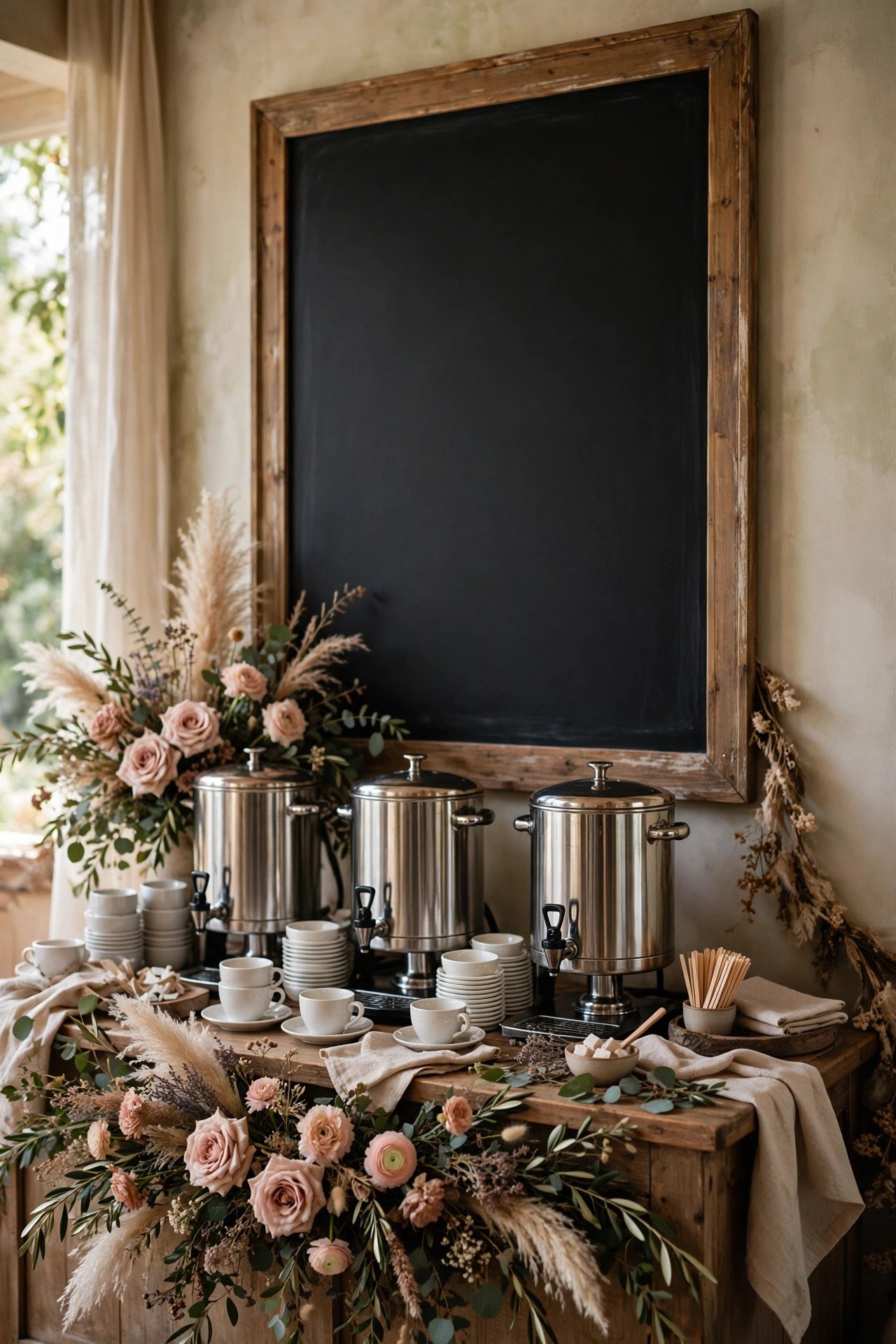 Coffee Bar Signage and Menu Moment at a wedding reception