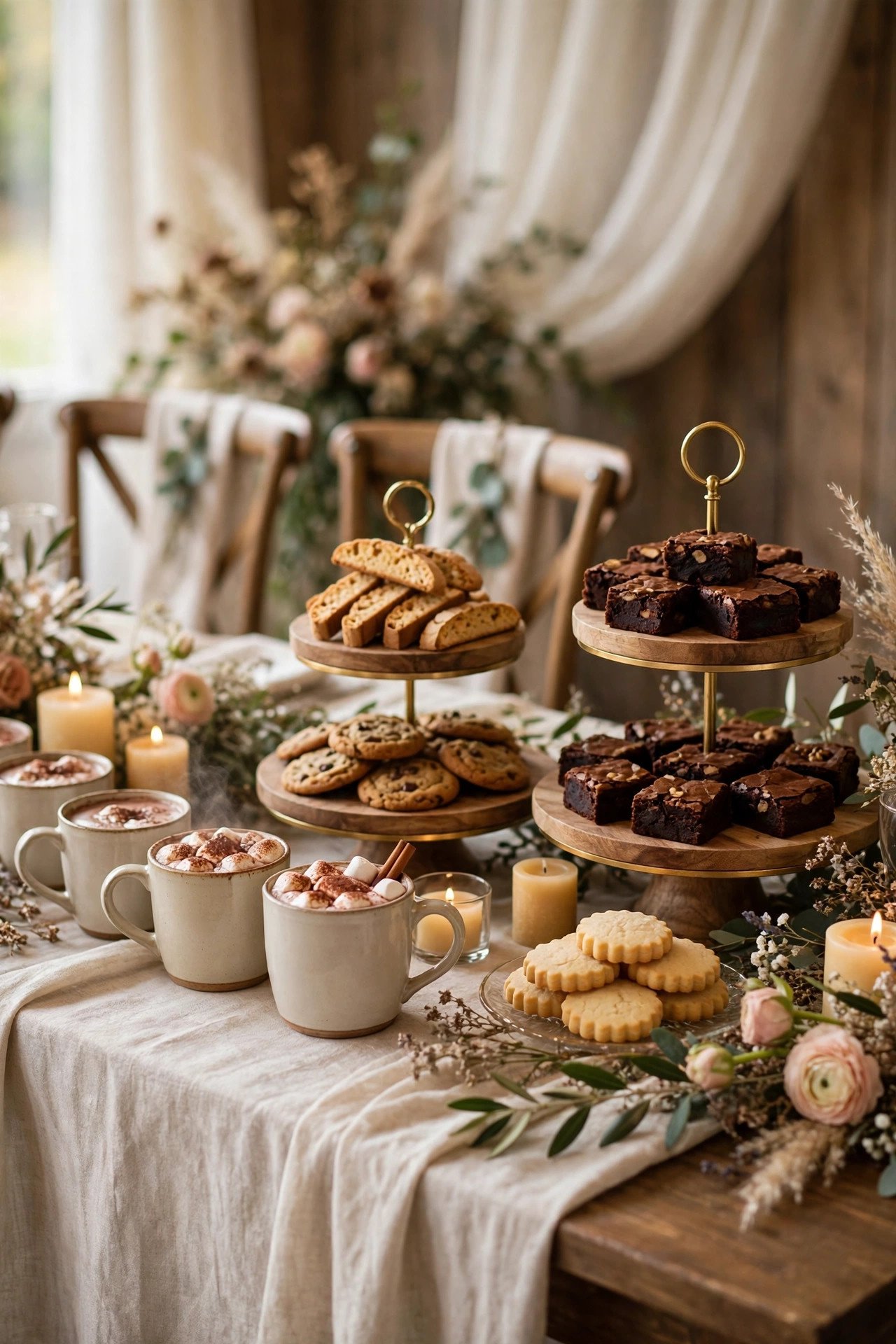 Cocoa and Cookie Pairing Bar at a wedding reception