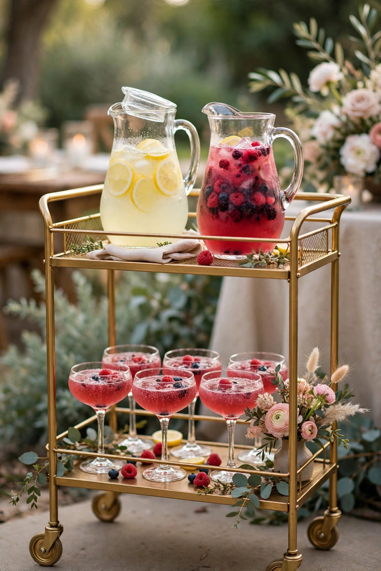 Rolling Bar Cart Stand at a wedding reception