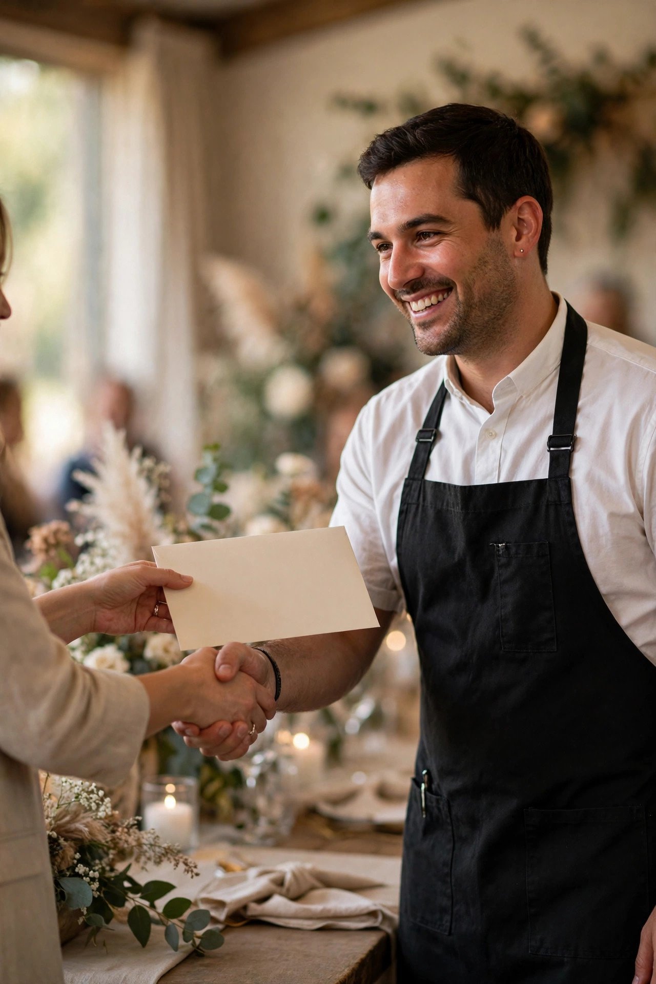 Wedding catering tipping guide photo showing tip the catering captain generously