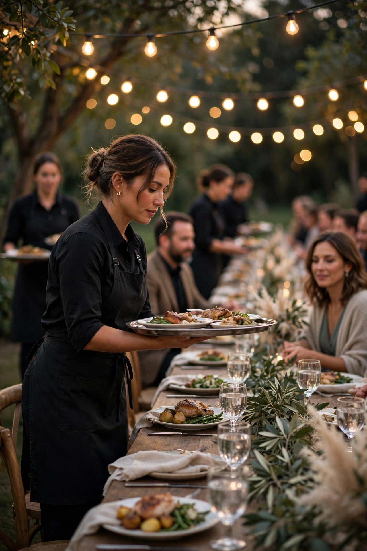 Wedding catering tipping guide photo showing factor event length into the amount