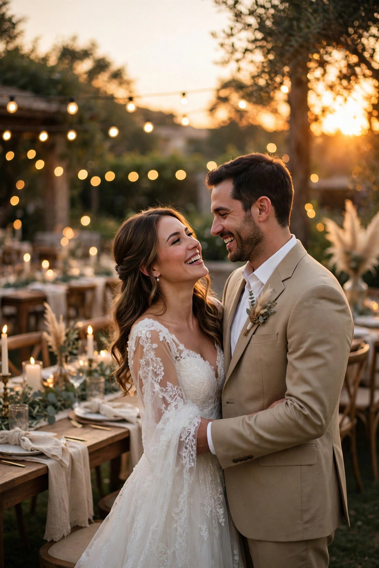 Wedding dinner timing photo showing work backwards from sunset