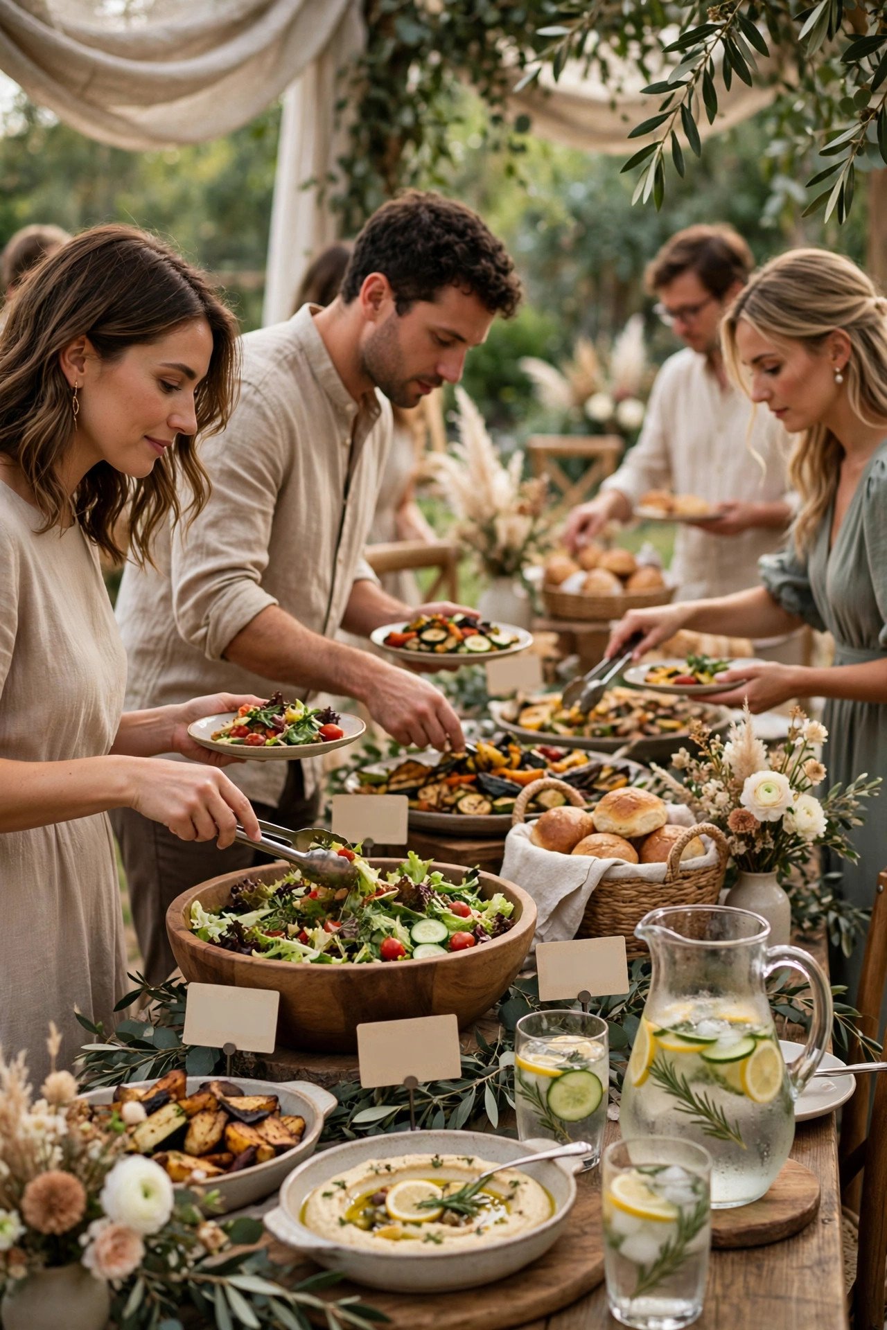Wedding dinner timing photo showing buffets and stations offer flexibility