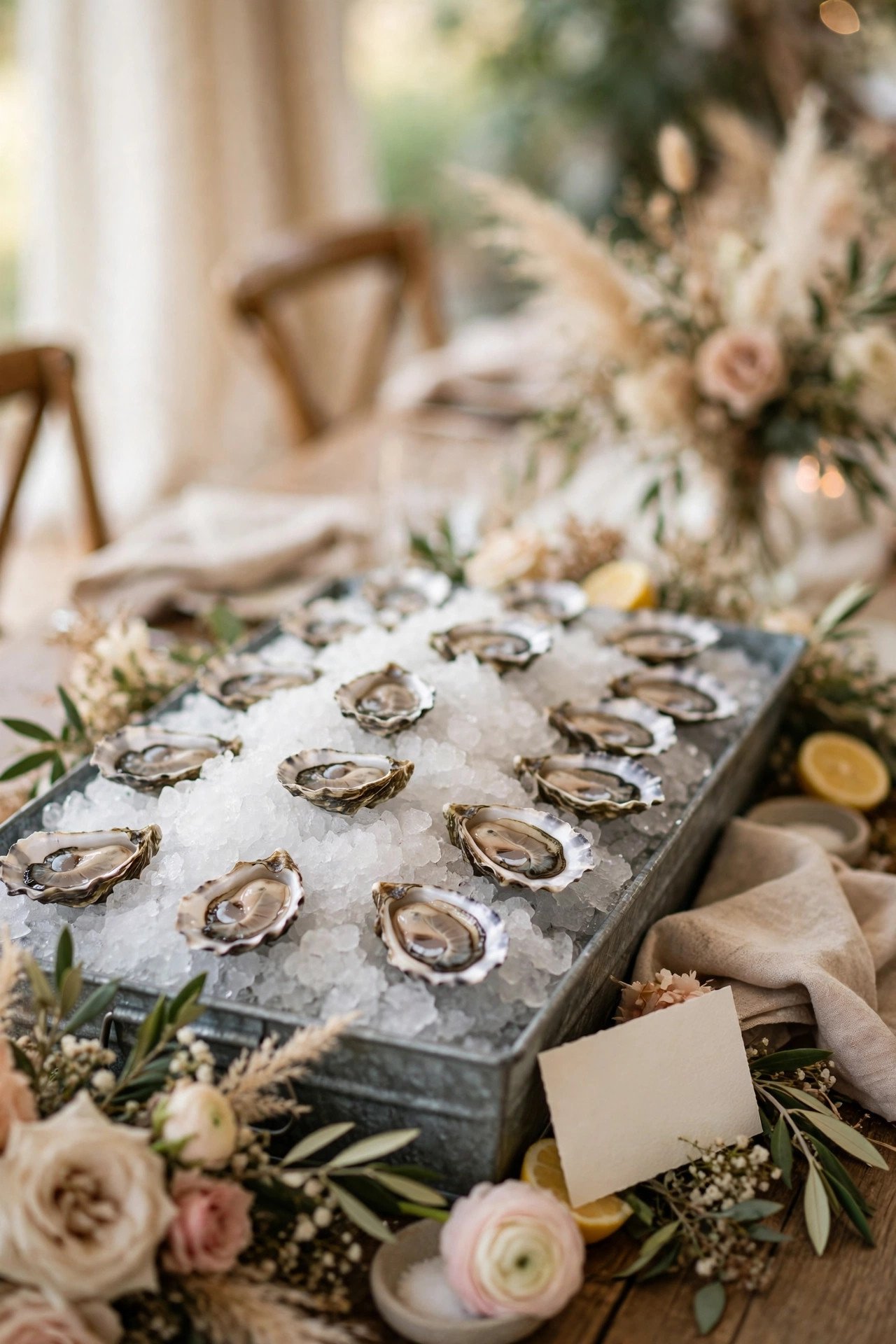 Wedding oyster bar photo showing keep the cold chain unbroken