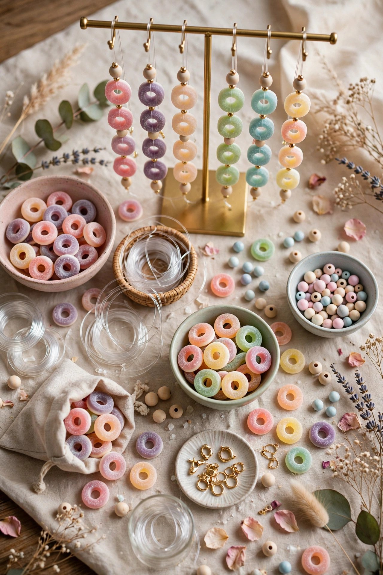 Wedding candy table idea for kids: candy necklace & bracelet making