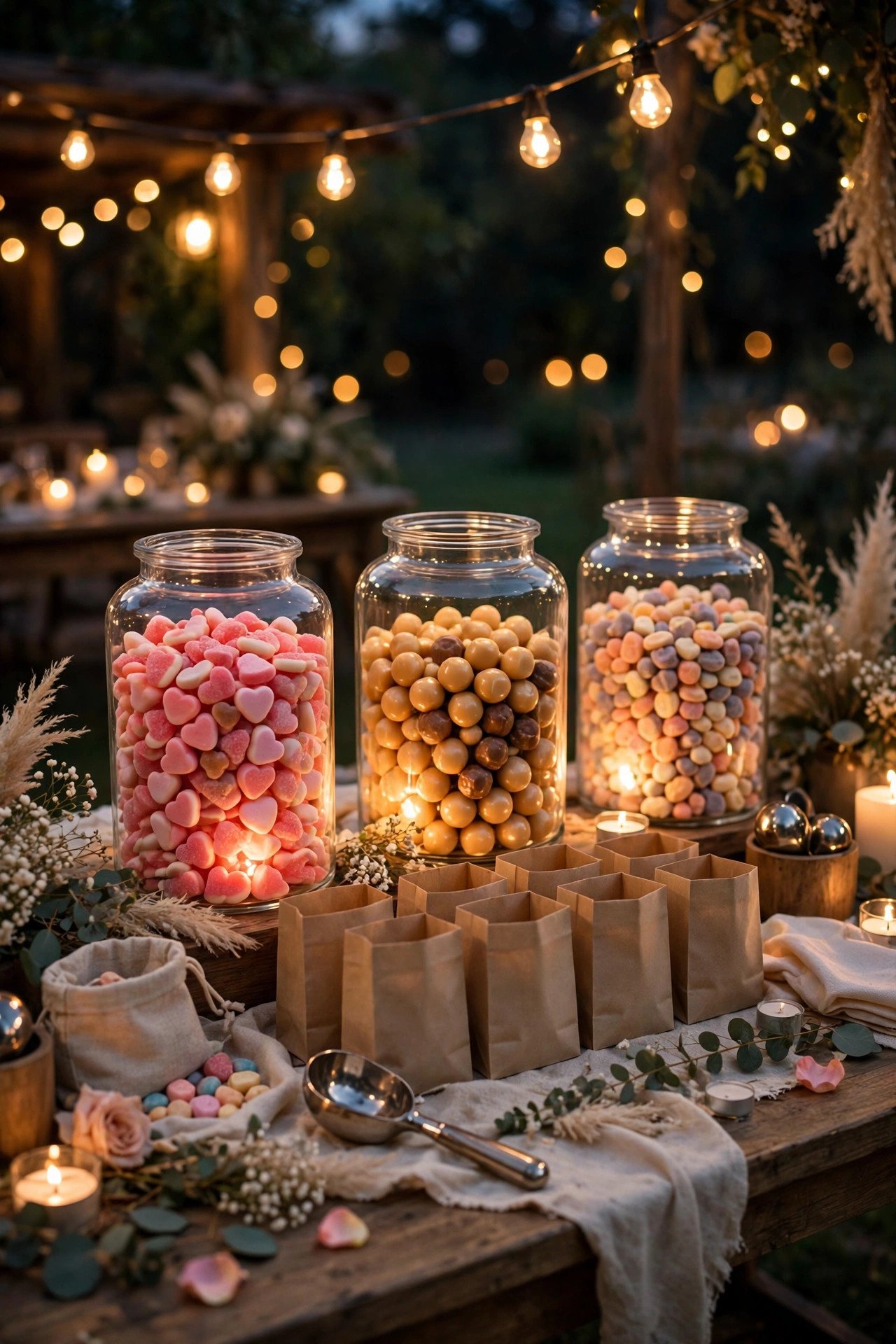 Wedding candy table idea for kids: late-night candy refill reveal
