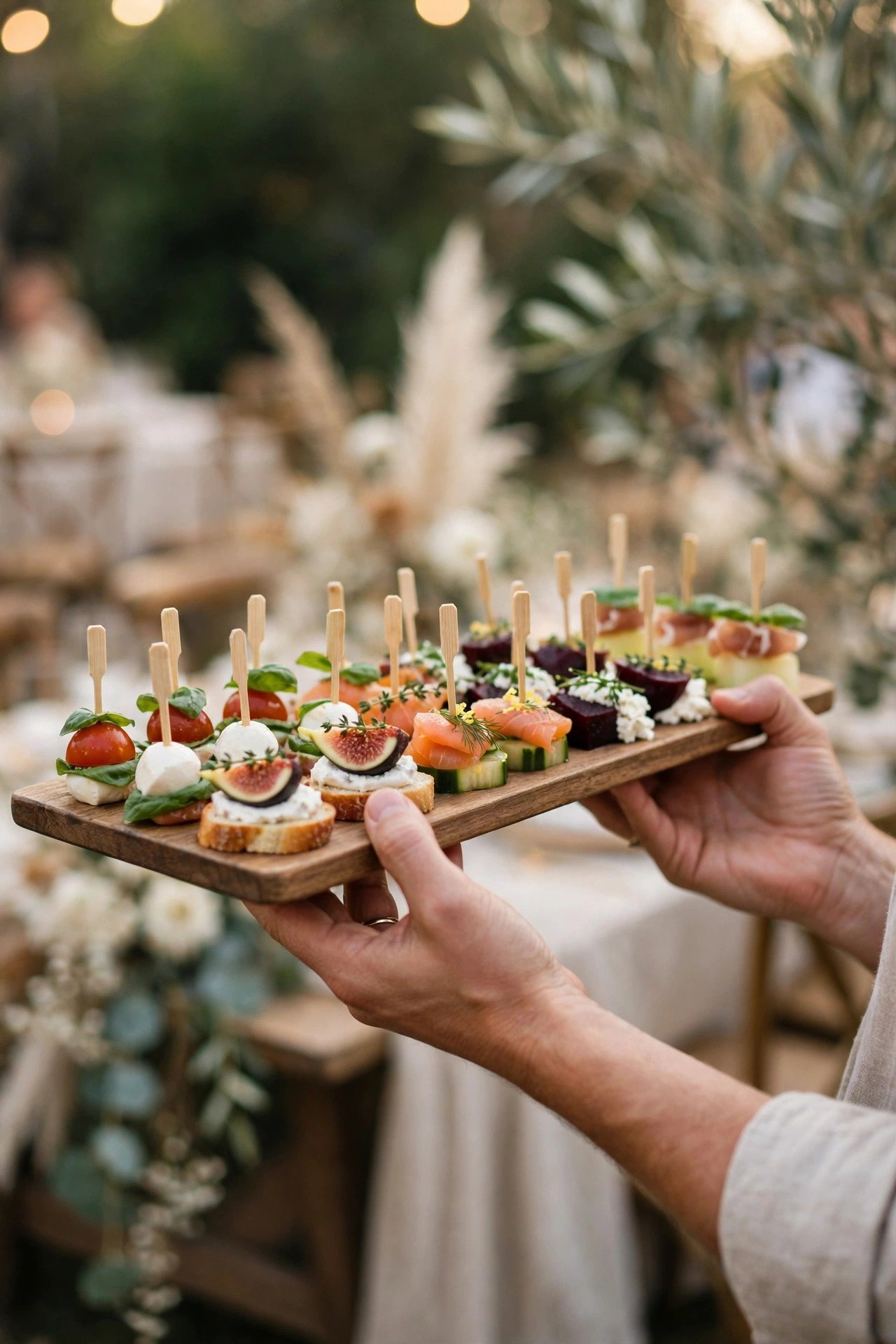 Wedding food tasting checklist item: taste the canapés standing up