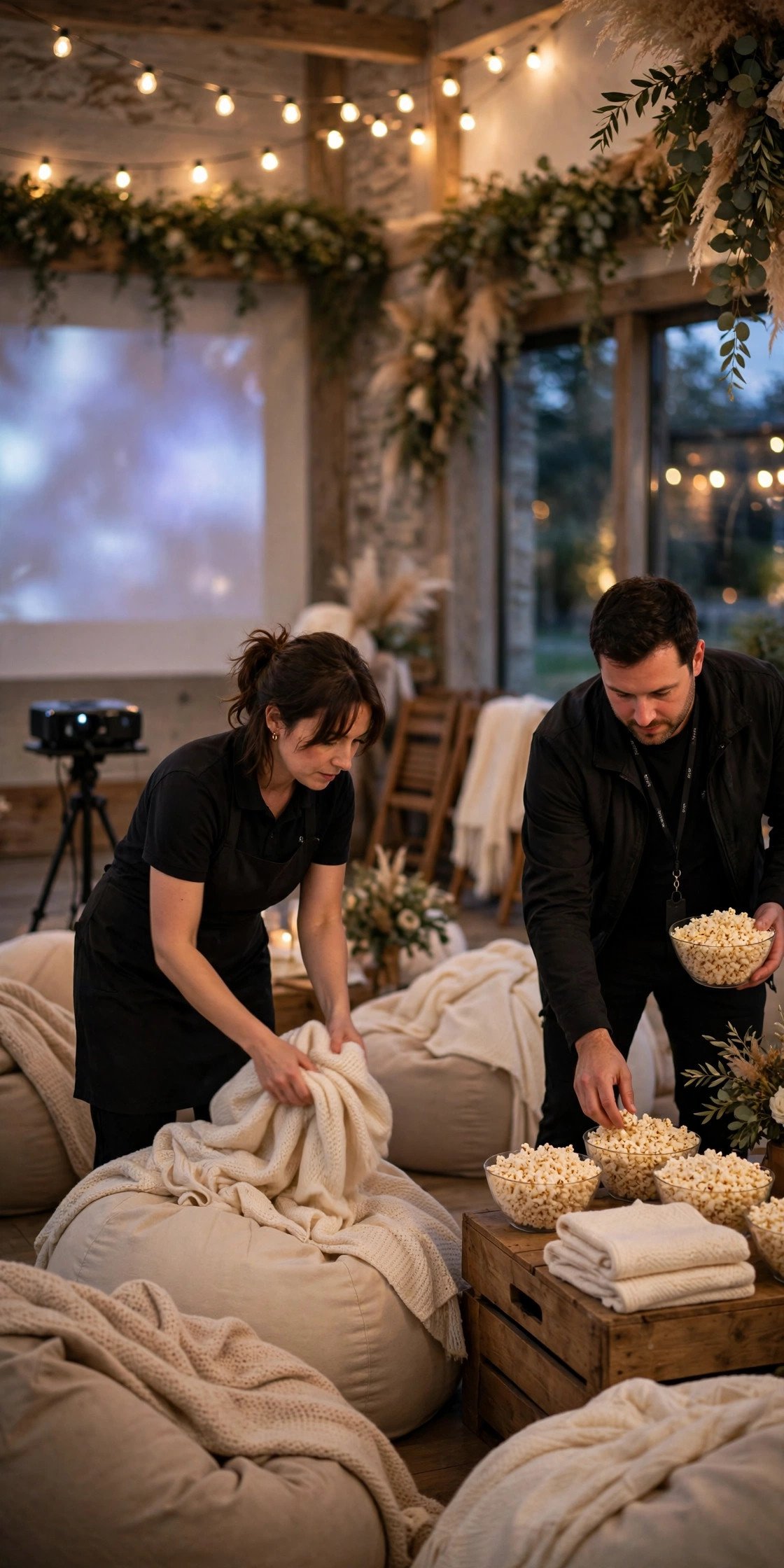 Wedding childcare idea: the evening movie room team