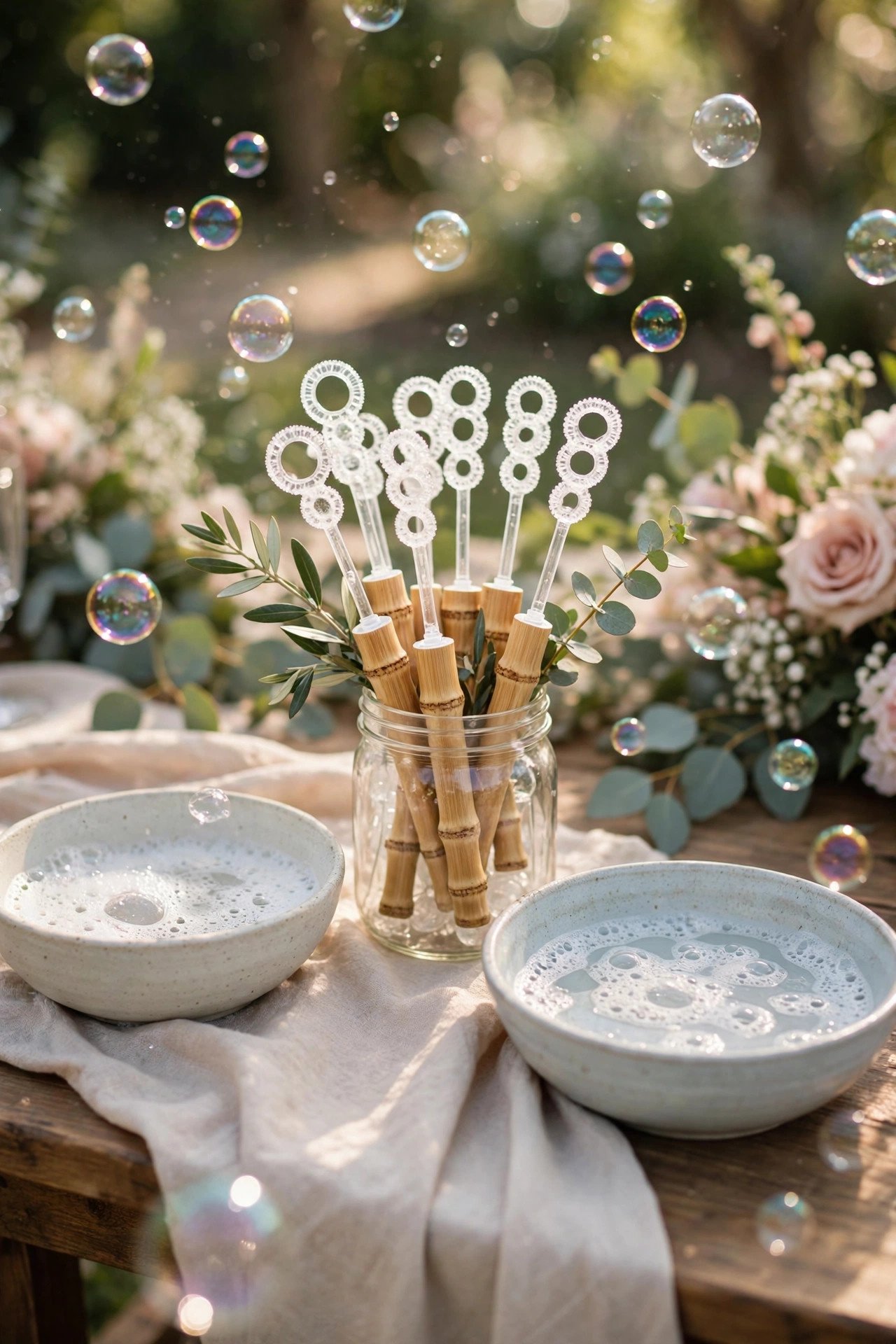 Kids activity for weddings: bubble stations for the drinks reception