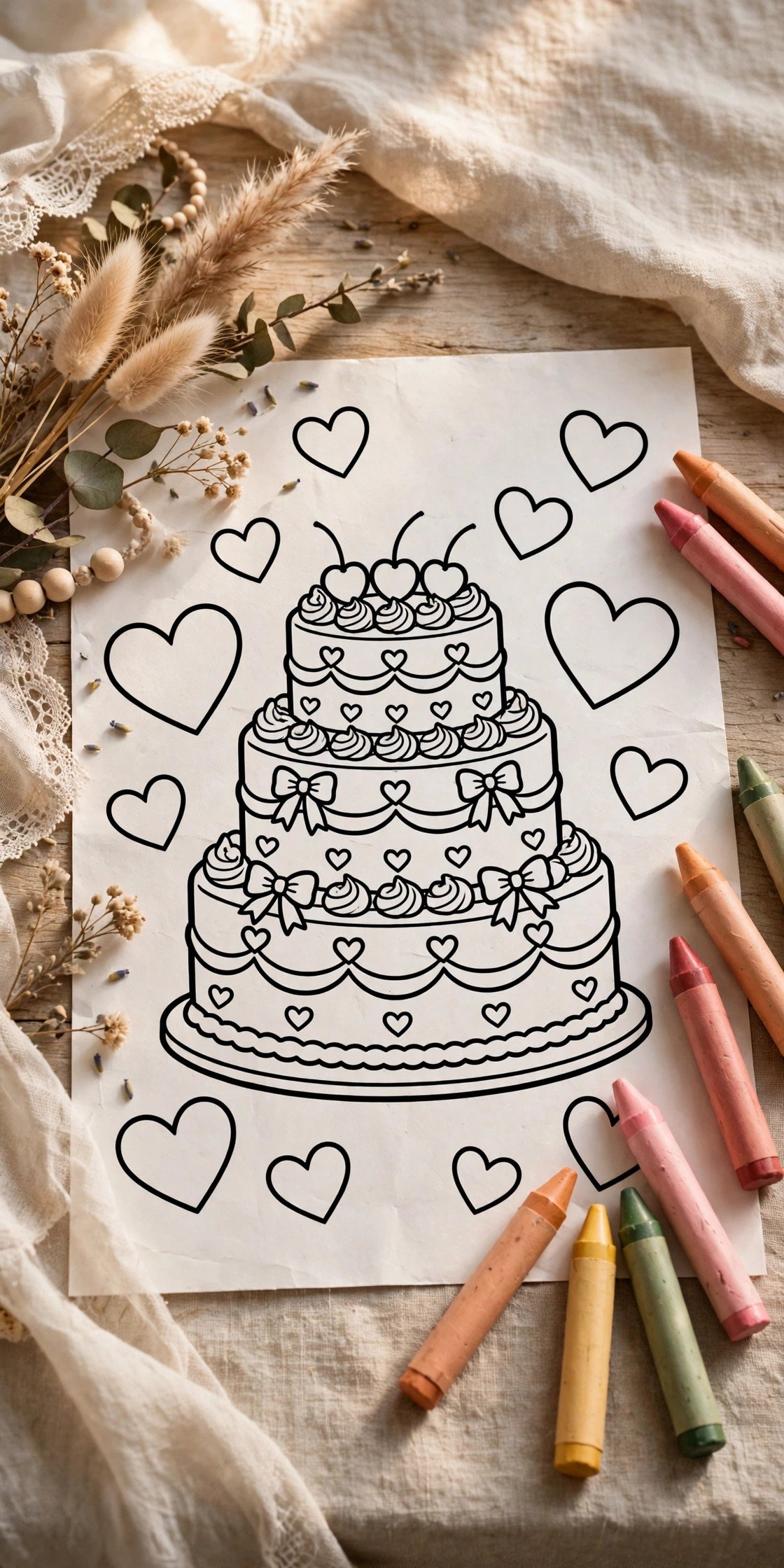 Wedding coloring page theme for kids: toddler bold-line first pages
