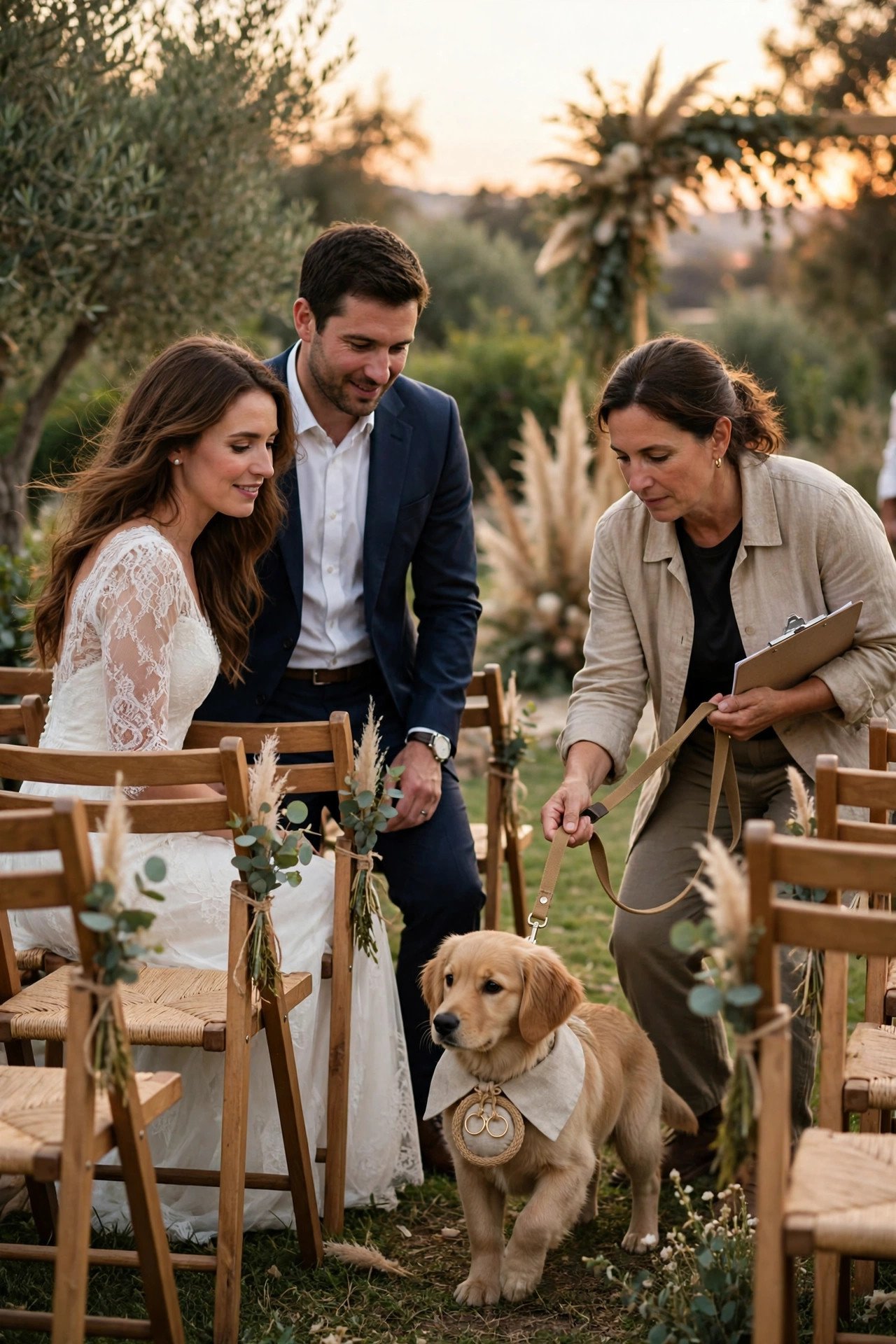 Do a Final Full Rehearsal the Day Before — a dog ring bearer moment at a 2027 wedding ceremony