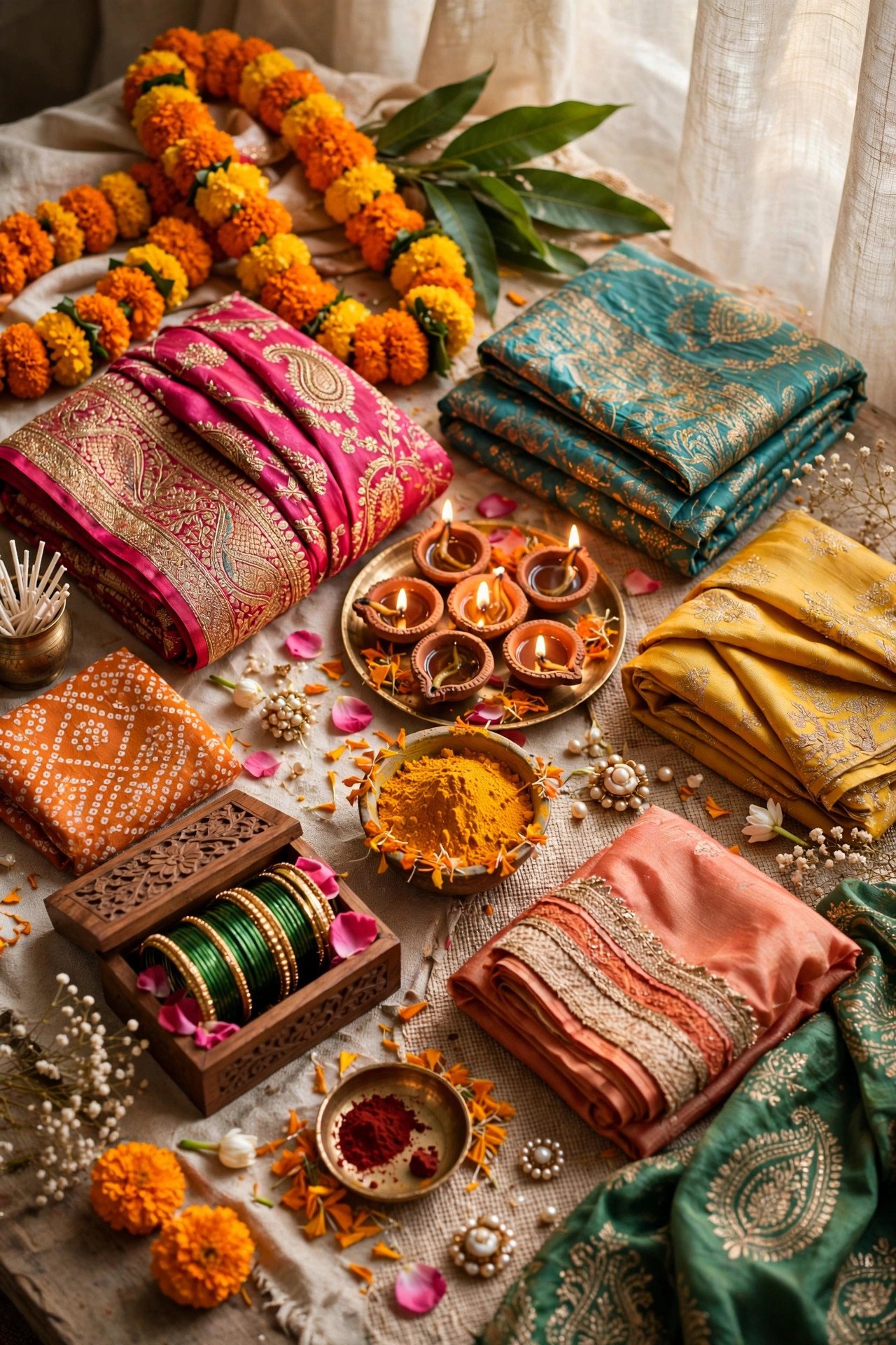 A series of colorful wedding celebration events spread across several days