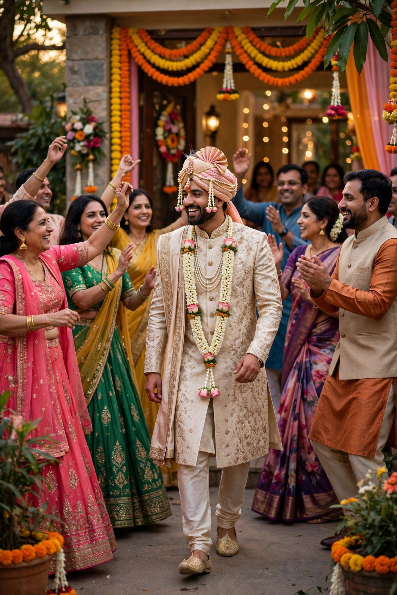 Arriving With the Baraat Procession — Hindu wedding ceremony moment