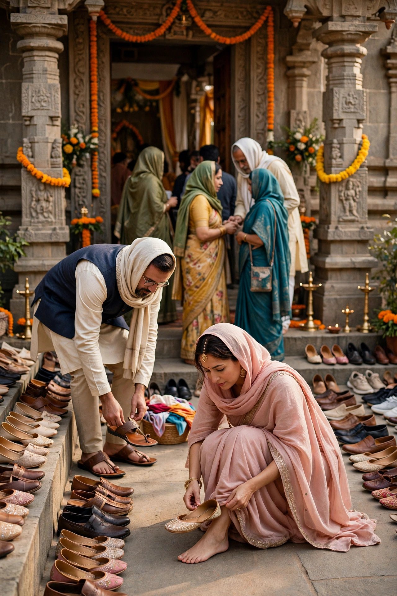 Removing Shoes and Covering Your Head — Hindu wedding ceremony moment