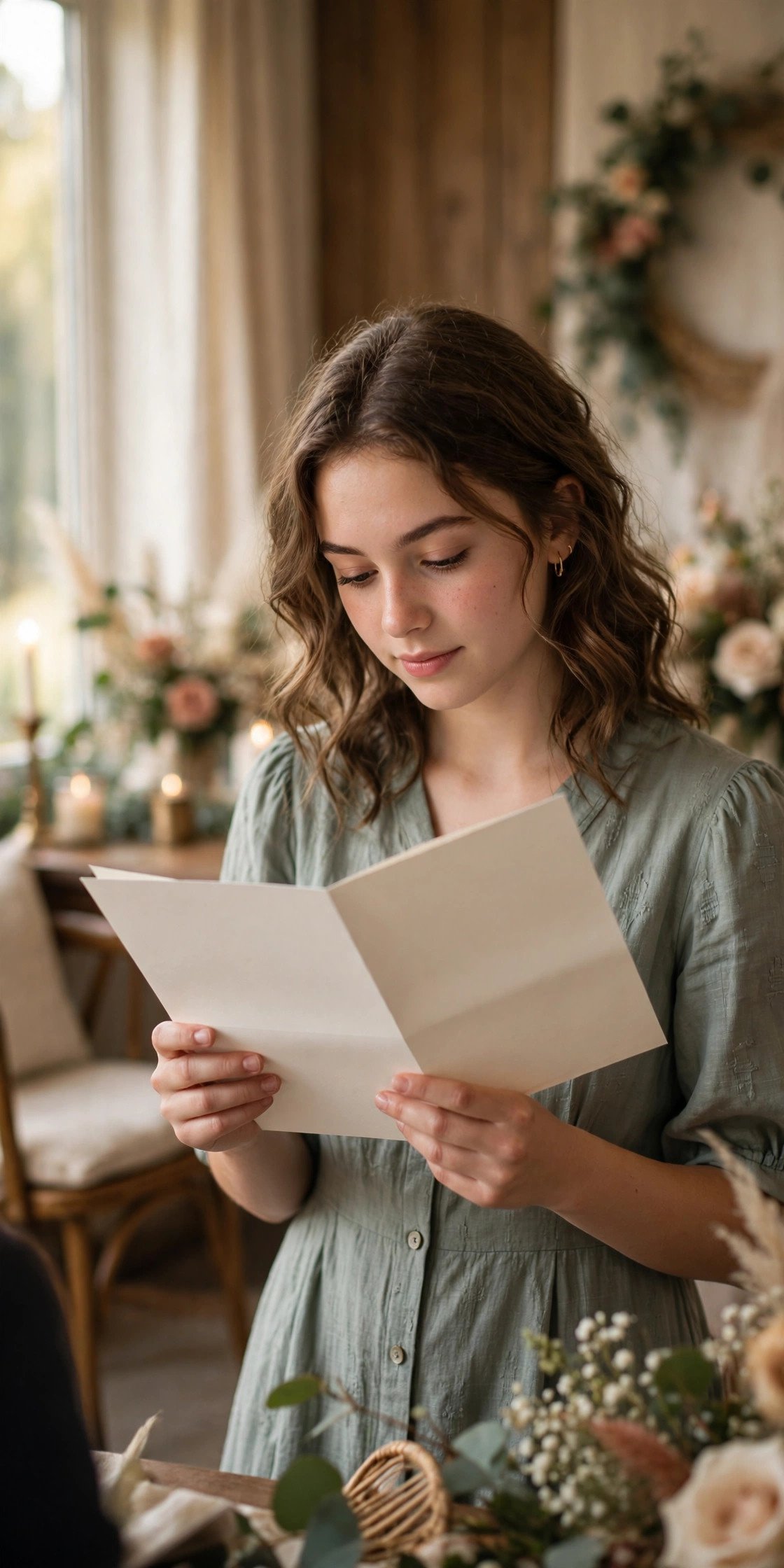 A young family member reading a formal proposal letter at an engagement ceremony